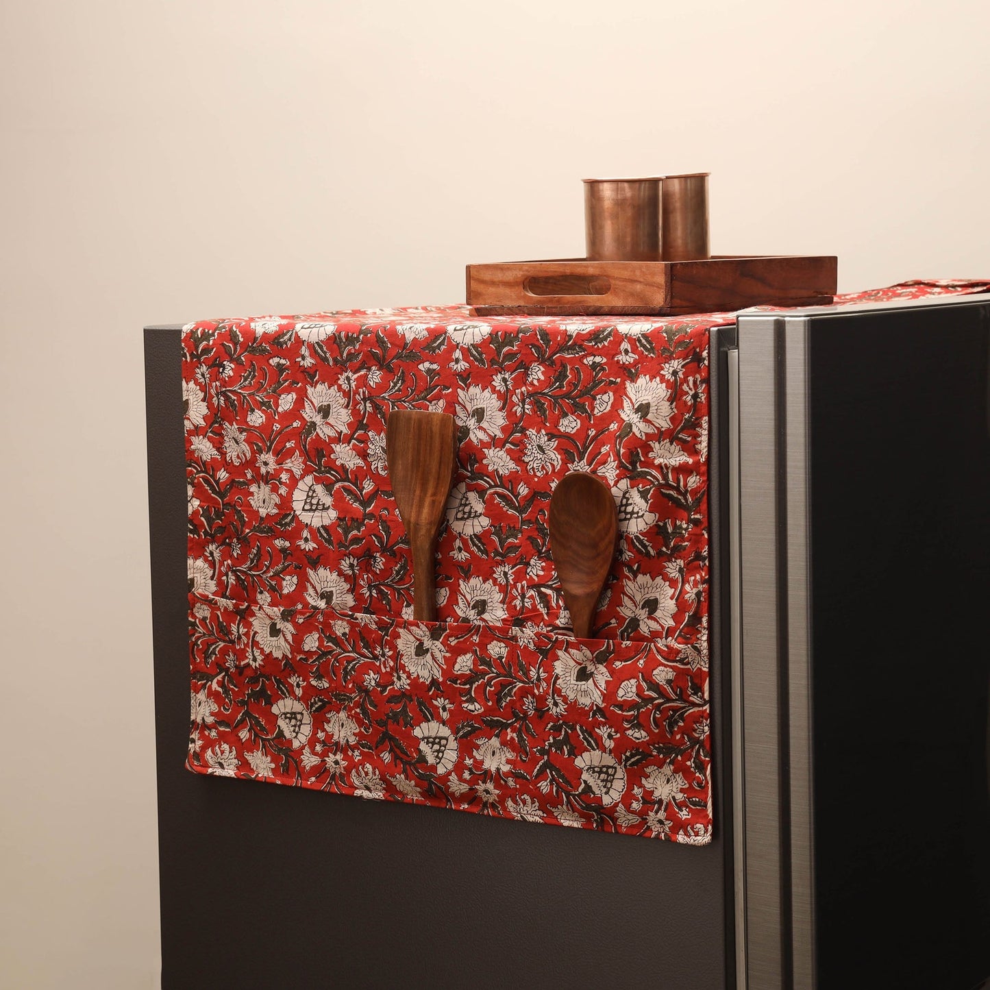 Handmade fridge top cover with multiple pockets 01