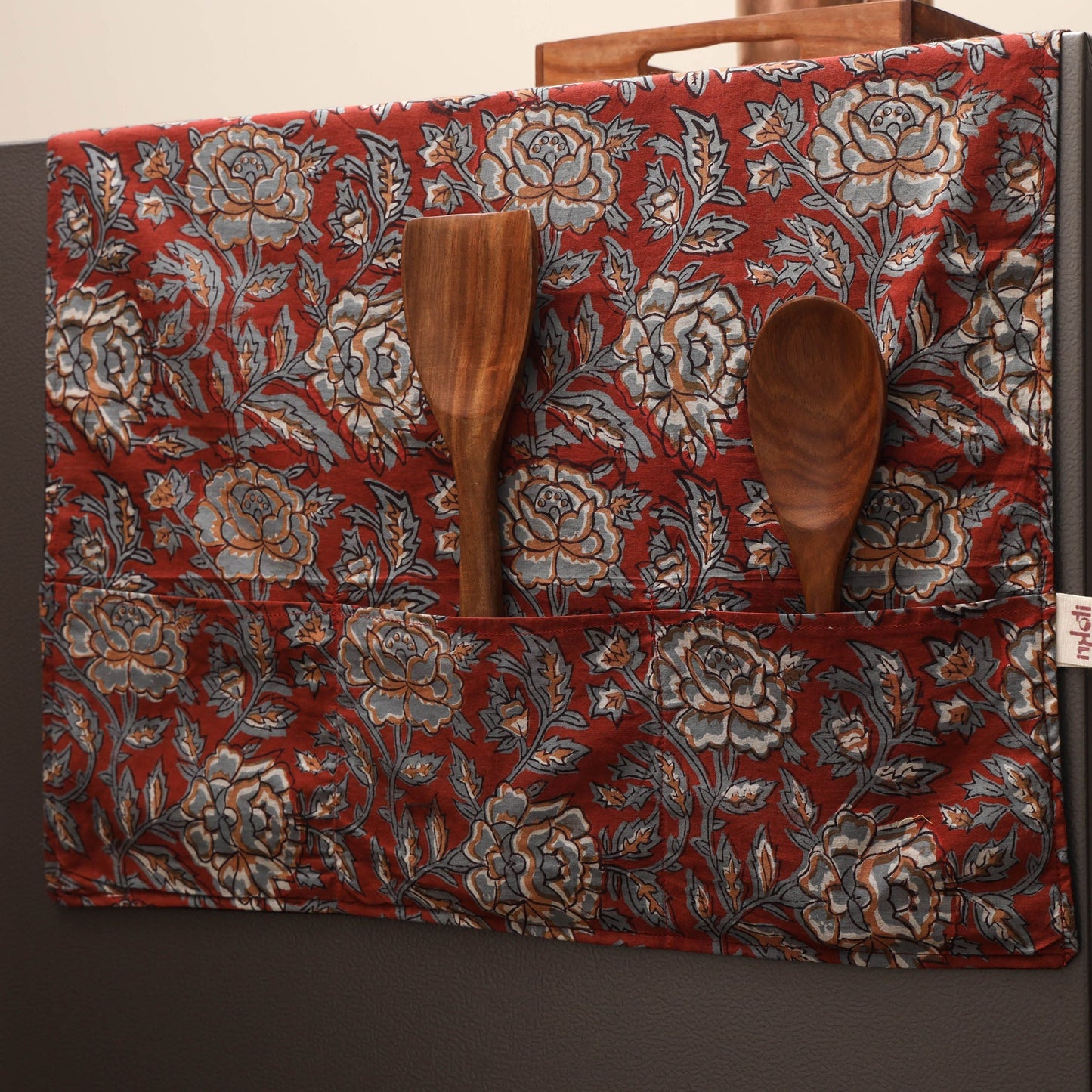 Handmade fridge top cover with multiple pockets 11