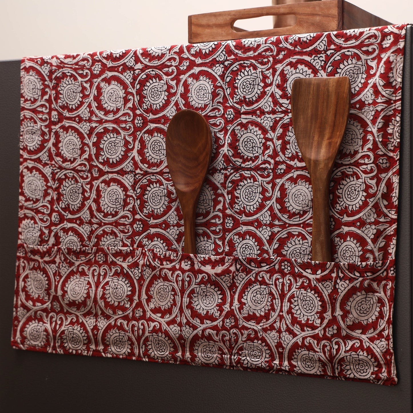 Handmade fridge top cover with multiple pockets 121