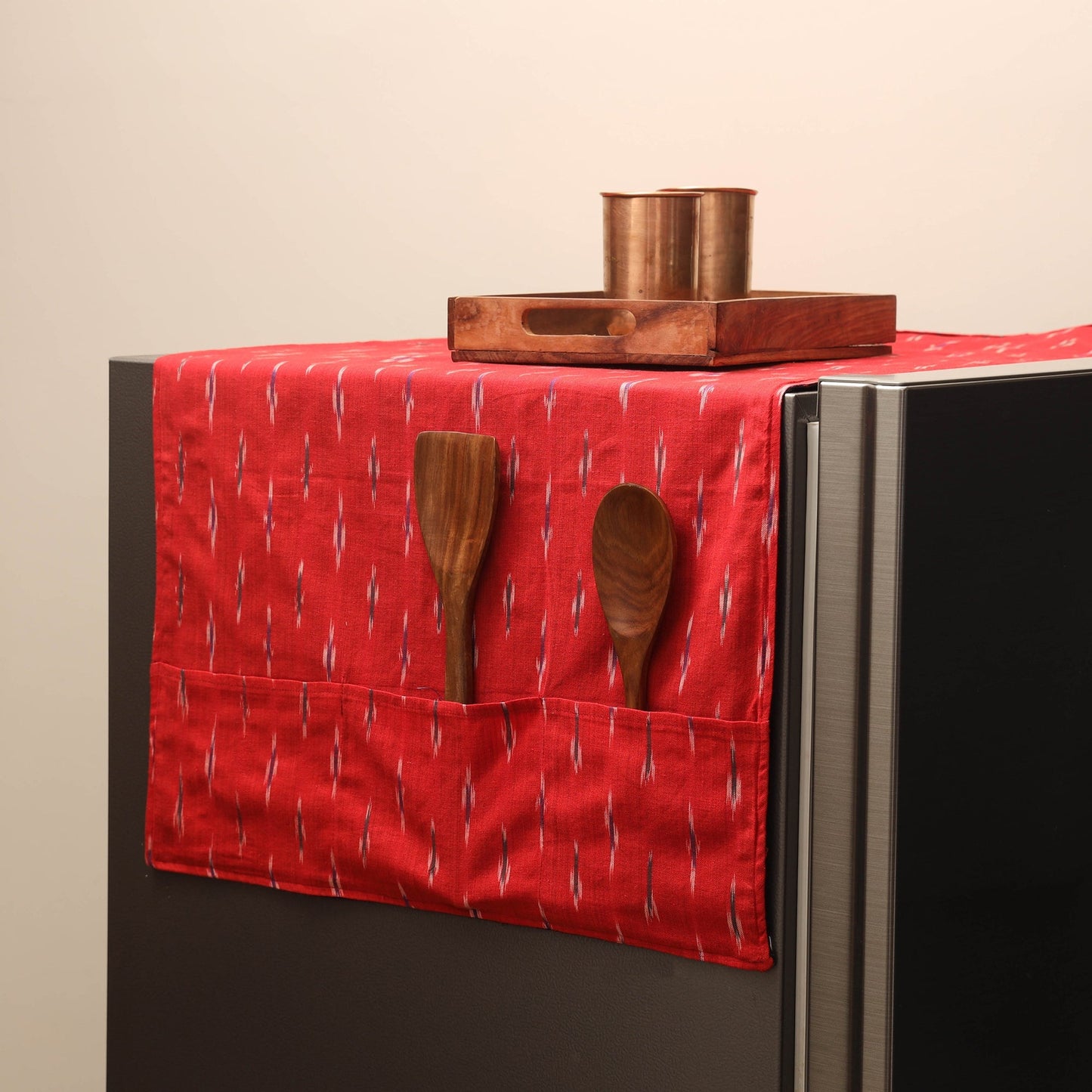 Handmade fridge top cover with multiple pockets 17