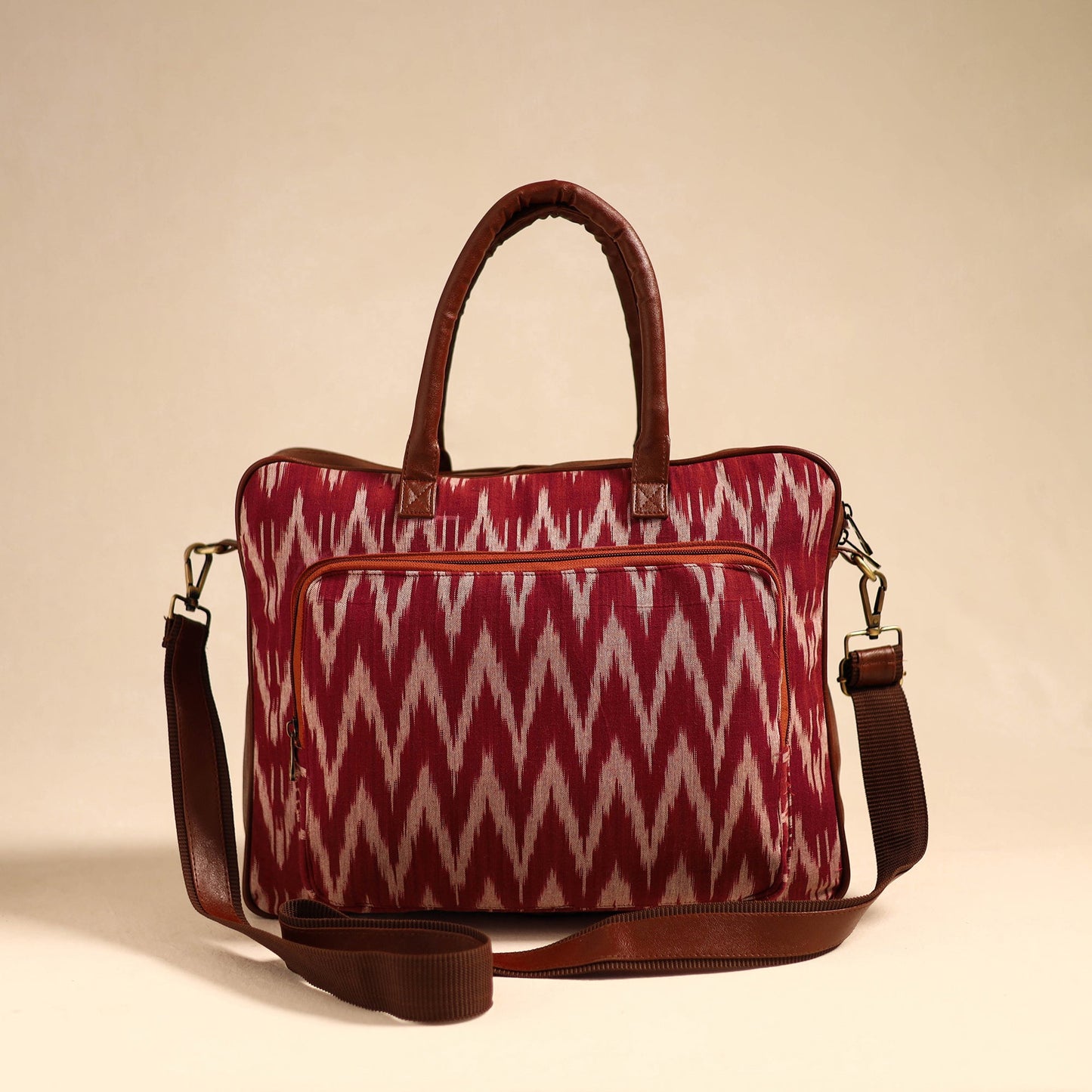 Red Handmade Pochampally Ikat Laptop Bag