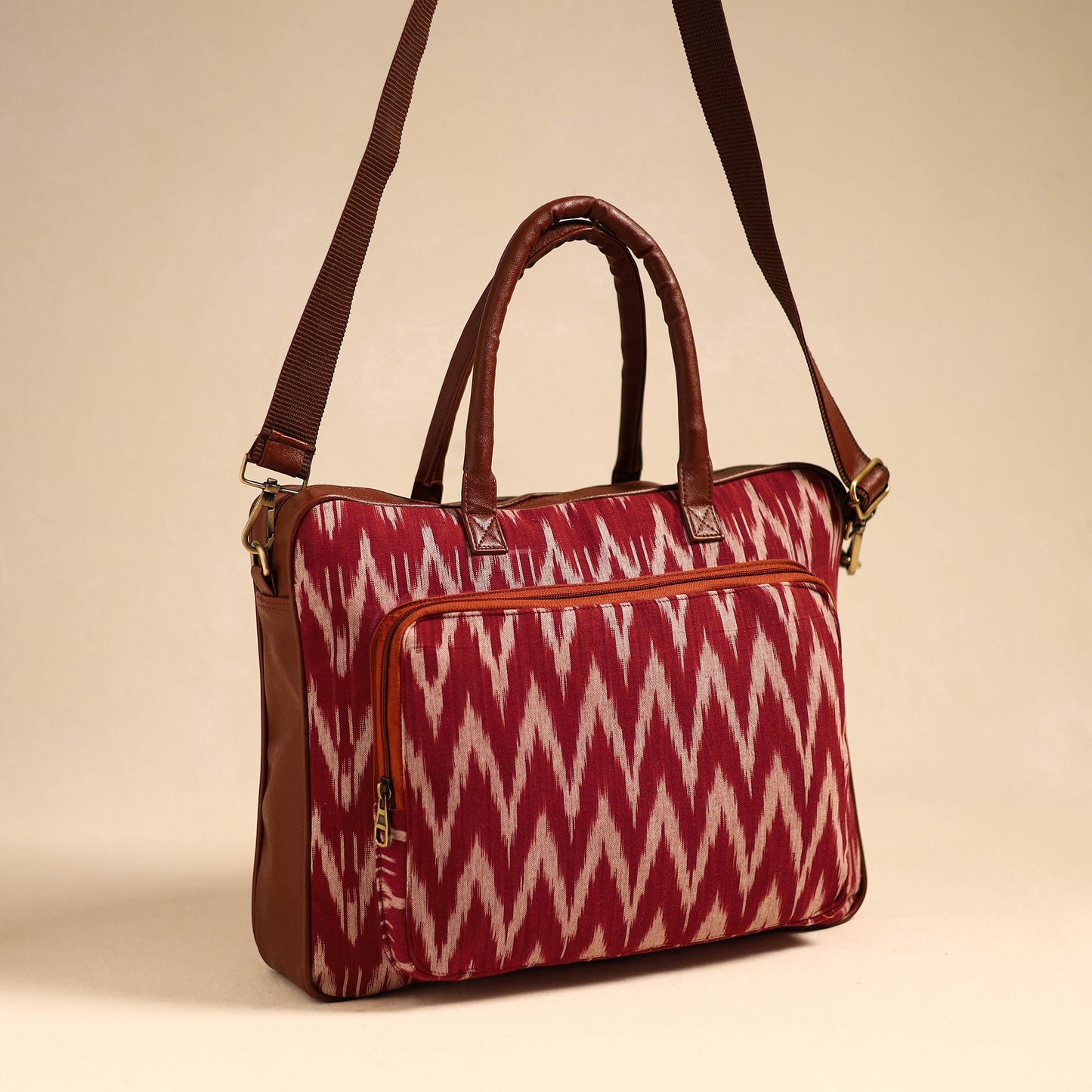 Red Handmade Pochampally Ikat Laptop Bag