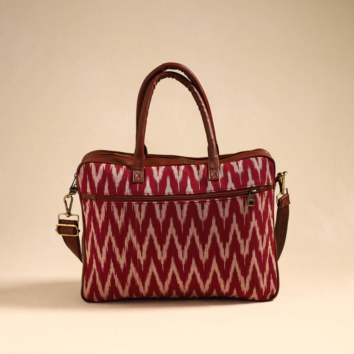 Red Handmade Pochampally Ikat Laptop Bag
