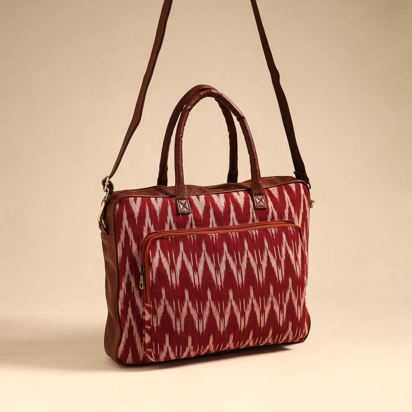 Red Handmade Pochampally Ikat Laptop Bag