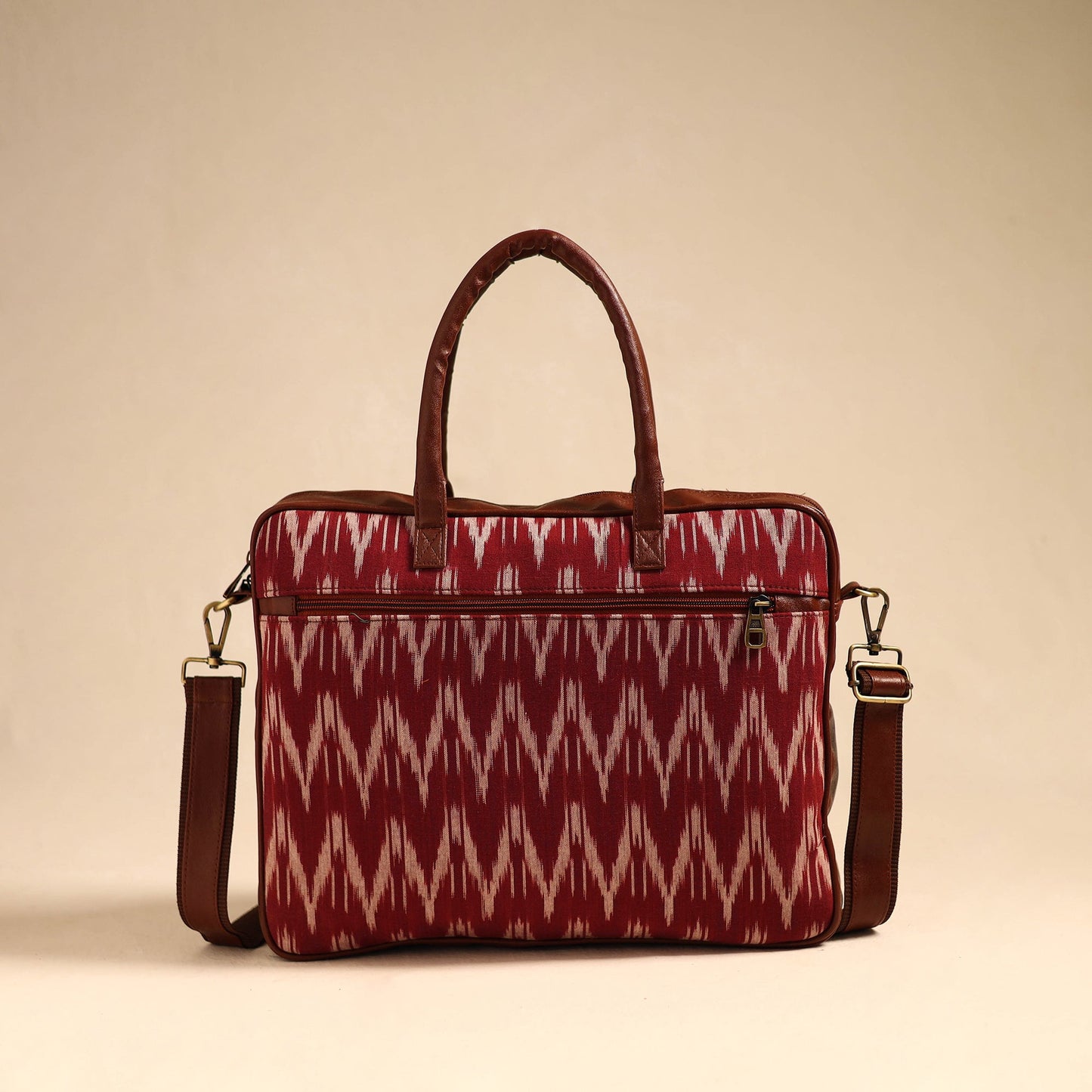 Red Handmade Pochampally Ikat Laptop Bag