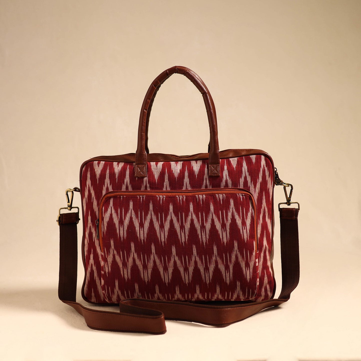 Red Handmade Pochampally Ikat Laptop Bag