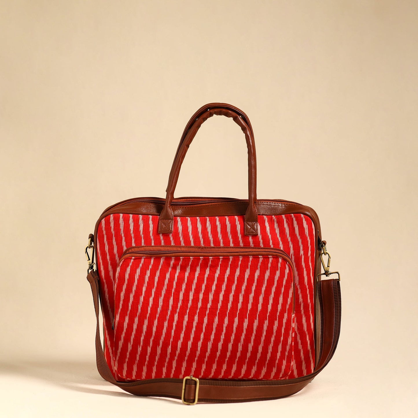 Red Handmade Pochampally Ikat Laptop Bag