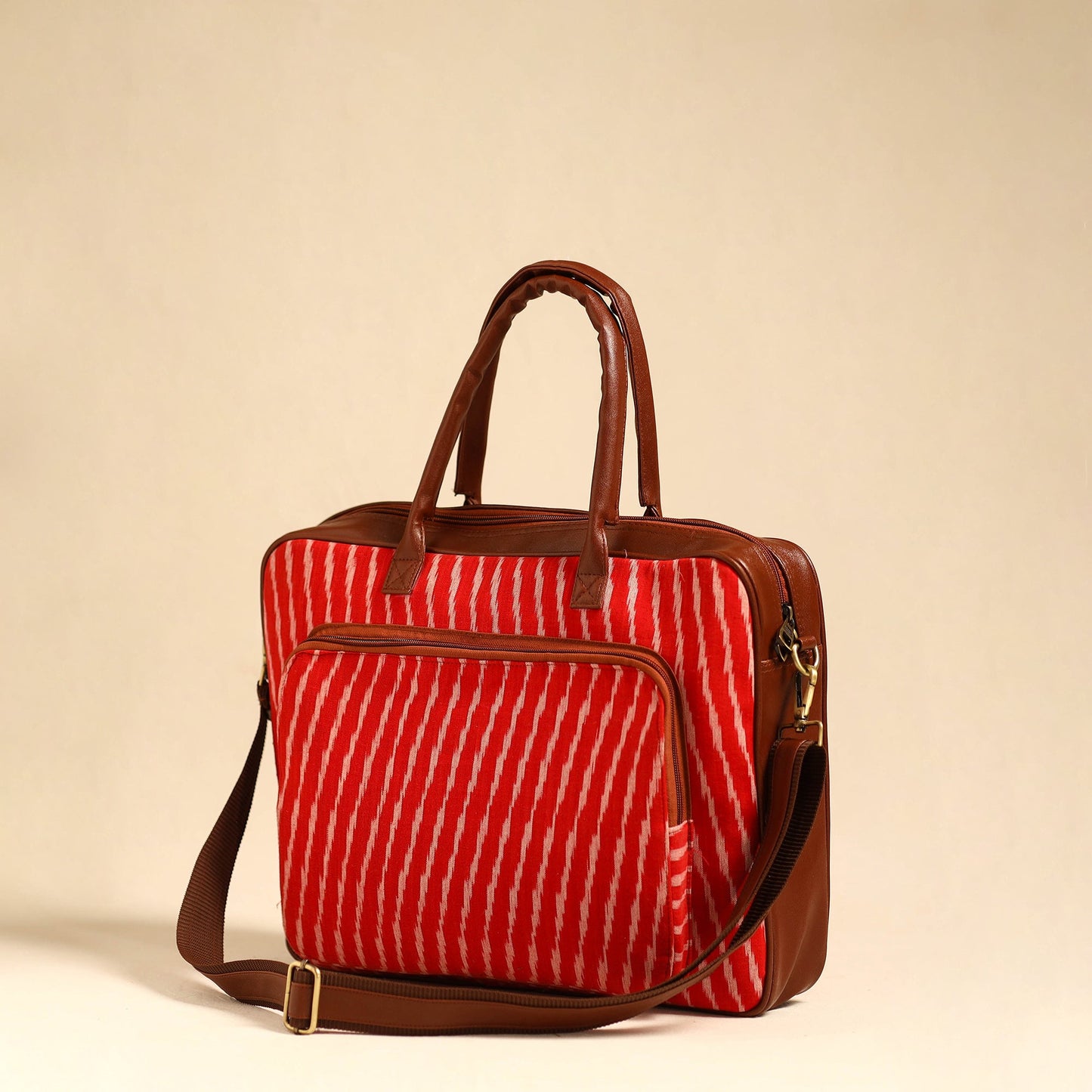 Red Handmade Pochampally Ikat Laptop Bag