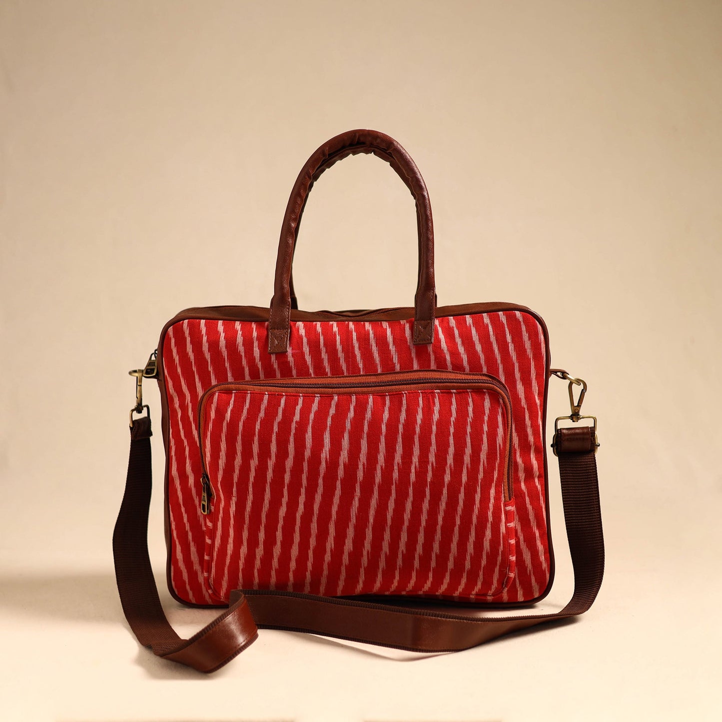 Red Handmade Pochampally Ikat Laptop Bag