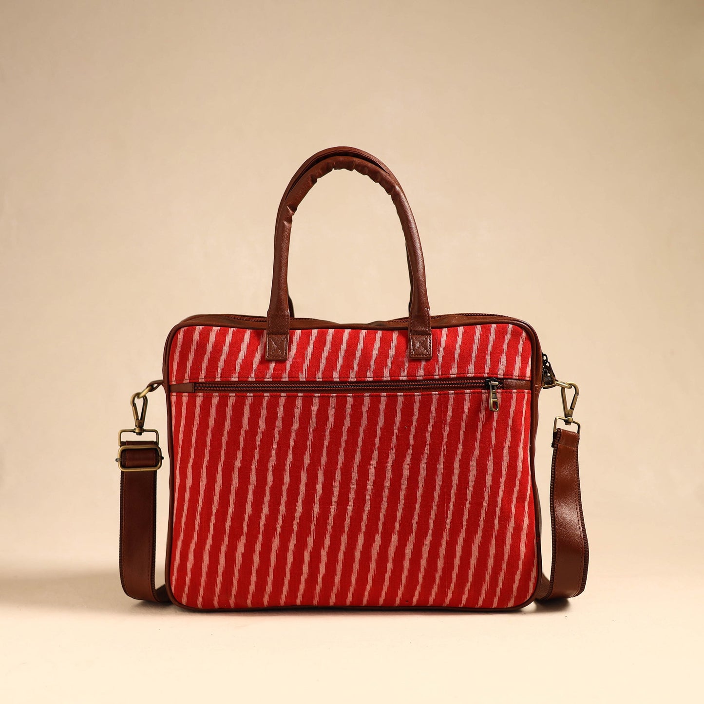 Red Handmade Pochampally Ikat Laptop Bag