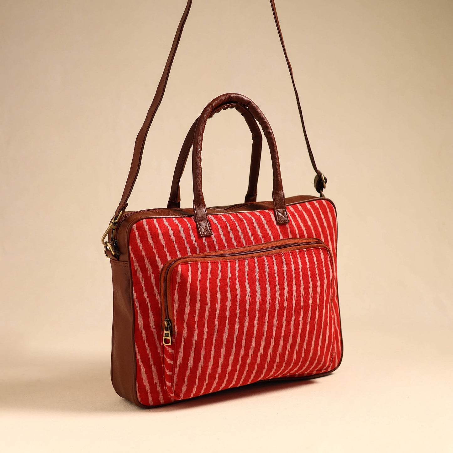 Red Handmade Pochampally Ikat Laptop Bag