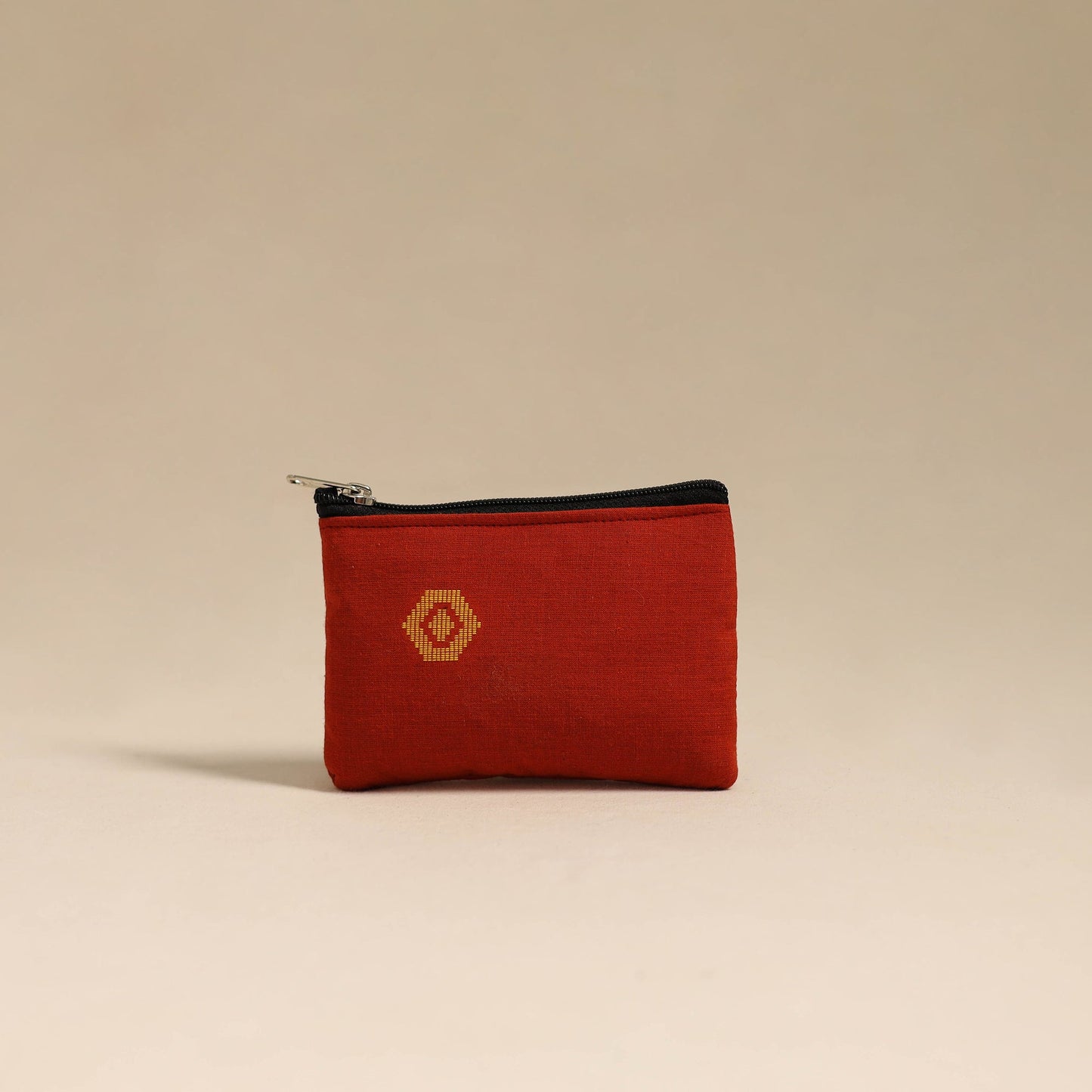 Red Handmade Quilted Cotton Coin Pouch Online in India