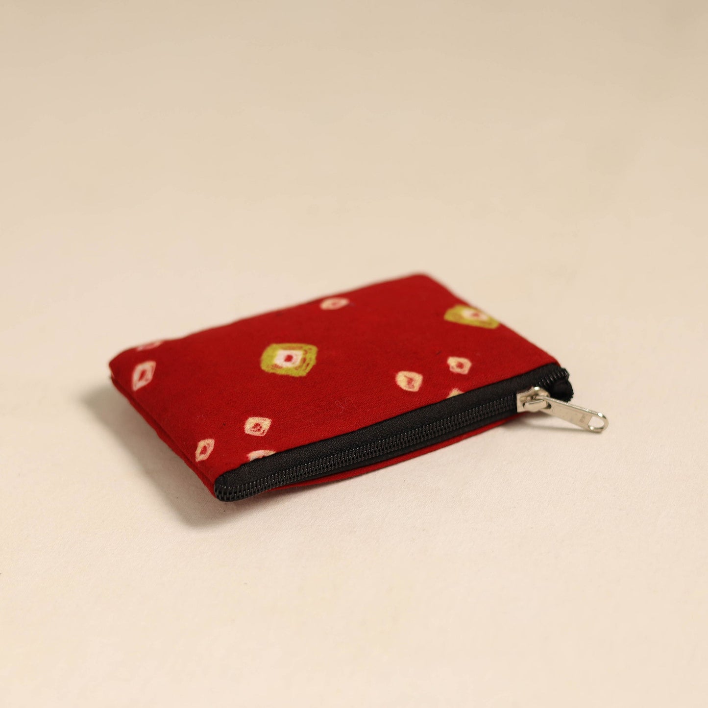 Red Handmade Quilted Cotton Coin Pouch Online in India