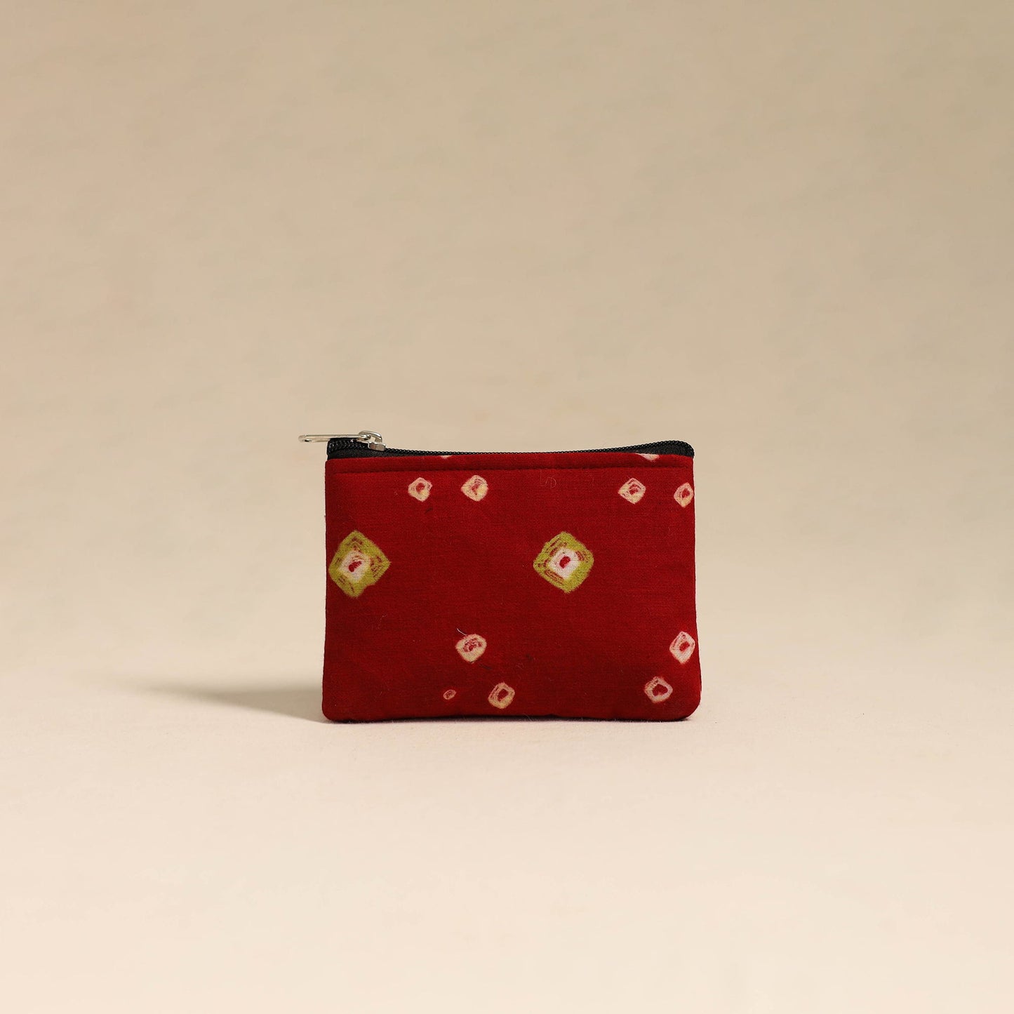 Red Handmade Quilted Cotton Coin Pouch Online in India