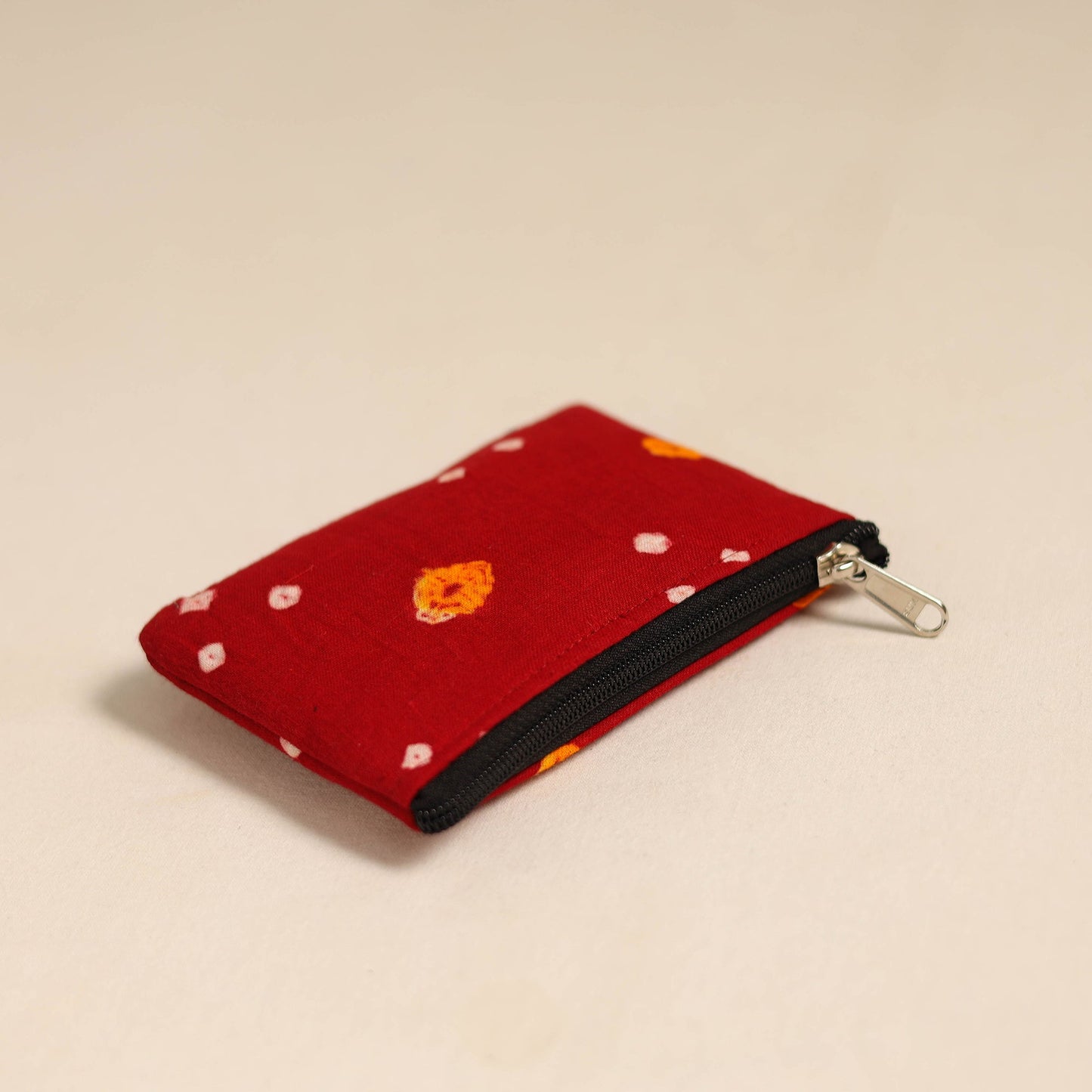 Red Handmade Quilted Cotton Coin Pouch Online in India