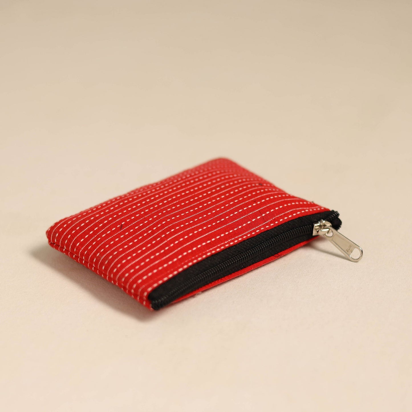 Red Handmade Quilted Cotton Coin Pouch Online in India