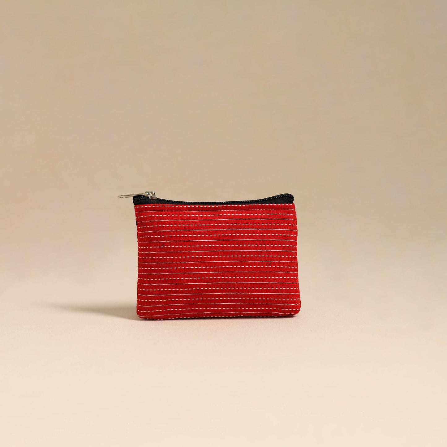 Red Handmade Quilted Cotton Coin Pouch Online in India