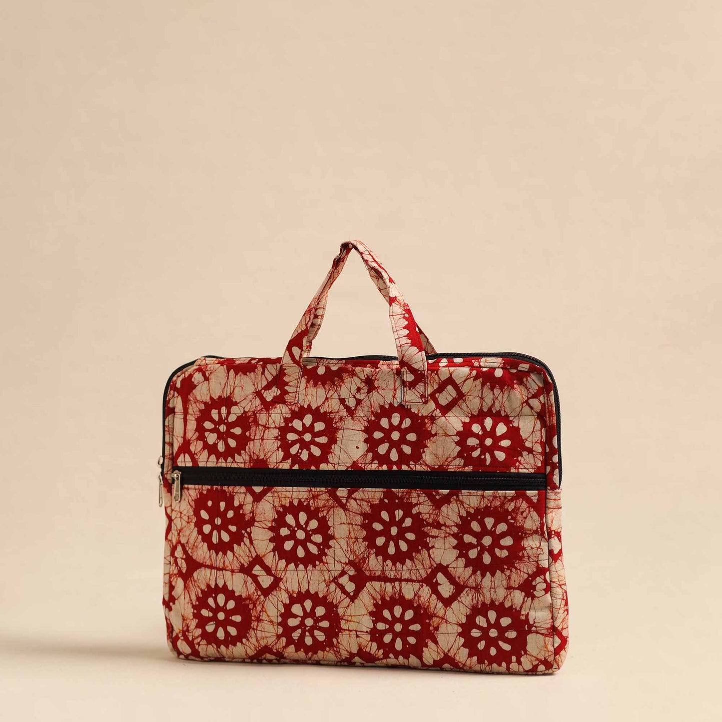Red Handmade Quilted Cotton Laptop Bag