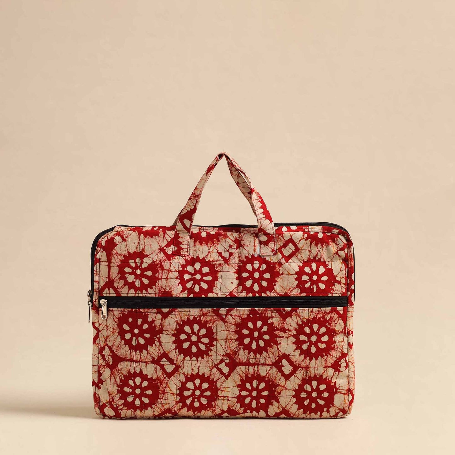 Red Handmade Quilted Cotton Laptop Bag