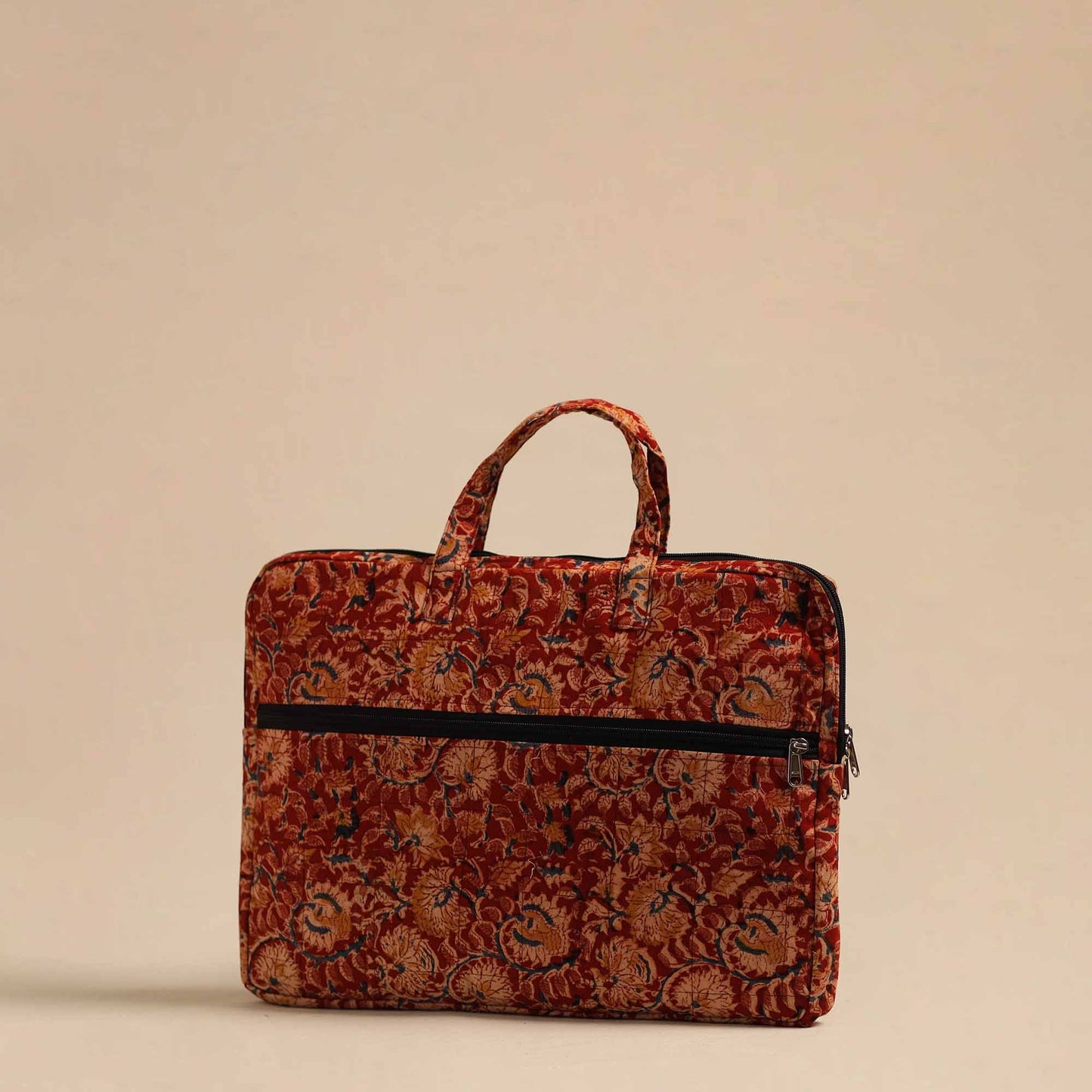 Red Handmade Quilted Cotton Laptop Bag