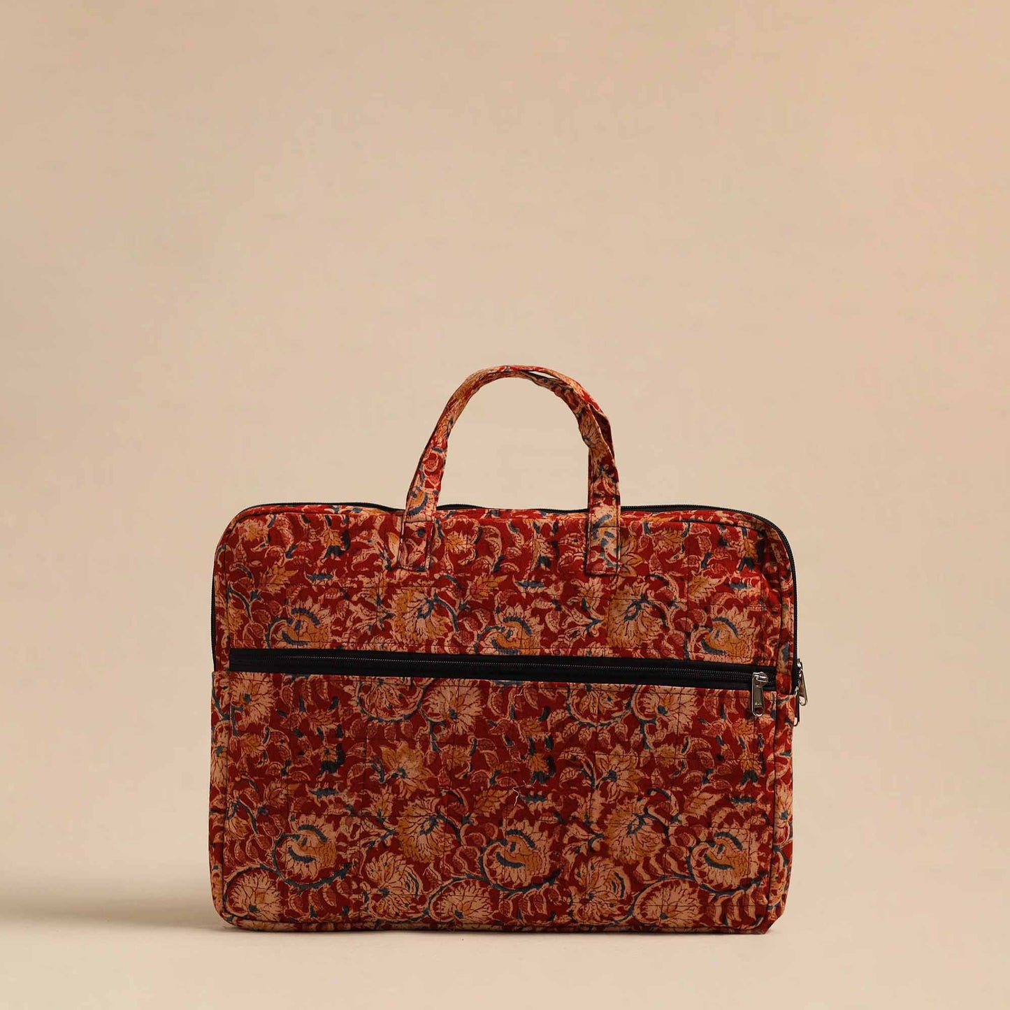 Red Handmade Quilted Cotton Laptop Bag