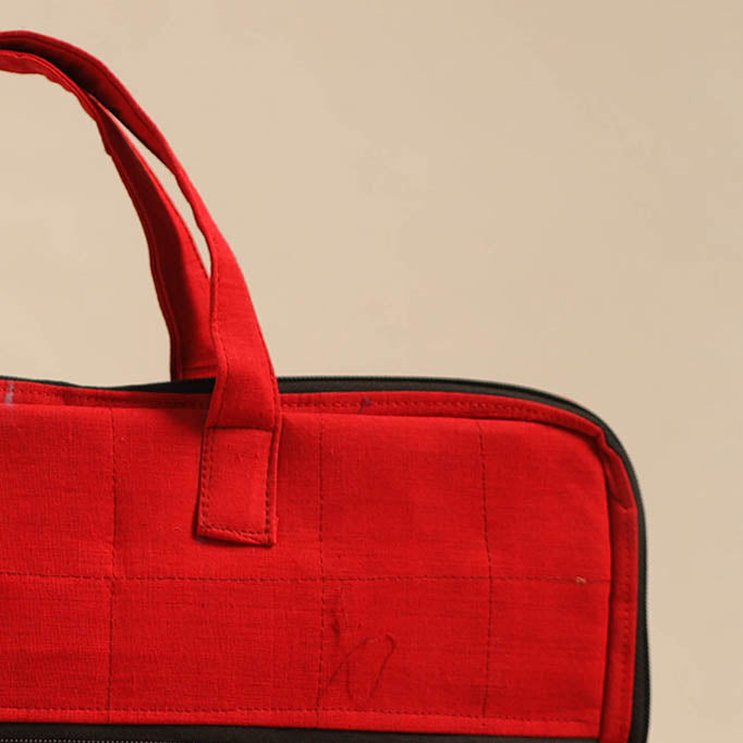 Shop Red Handmade Quilted Cotton Laptop Bag