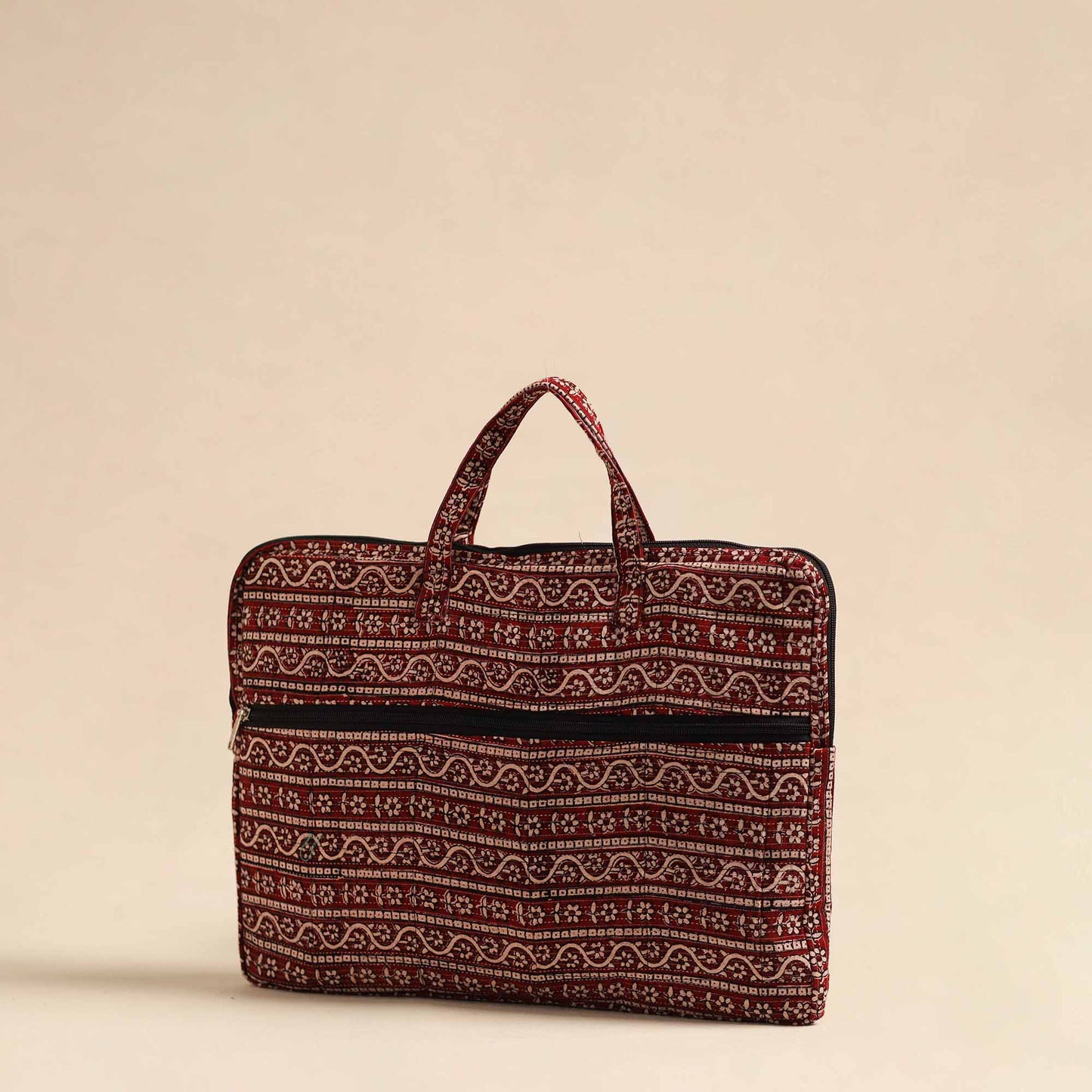 Red Handmade Quilted Cotton Laptop Bag