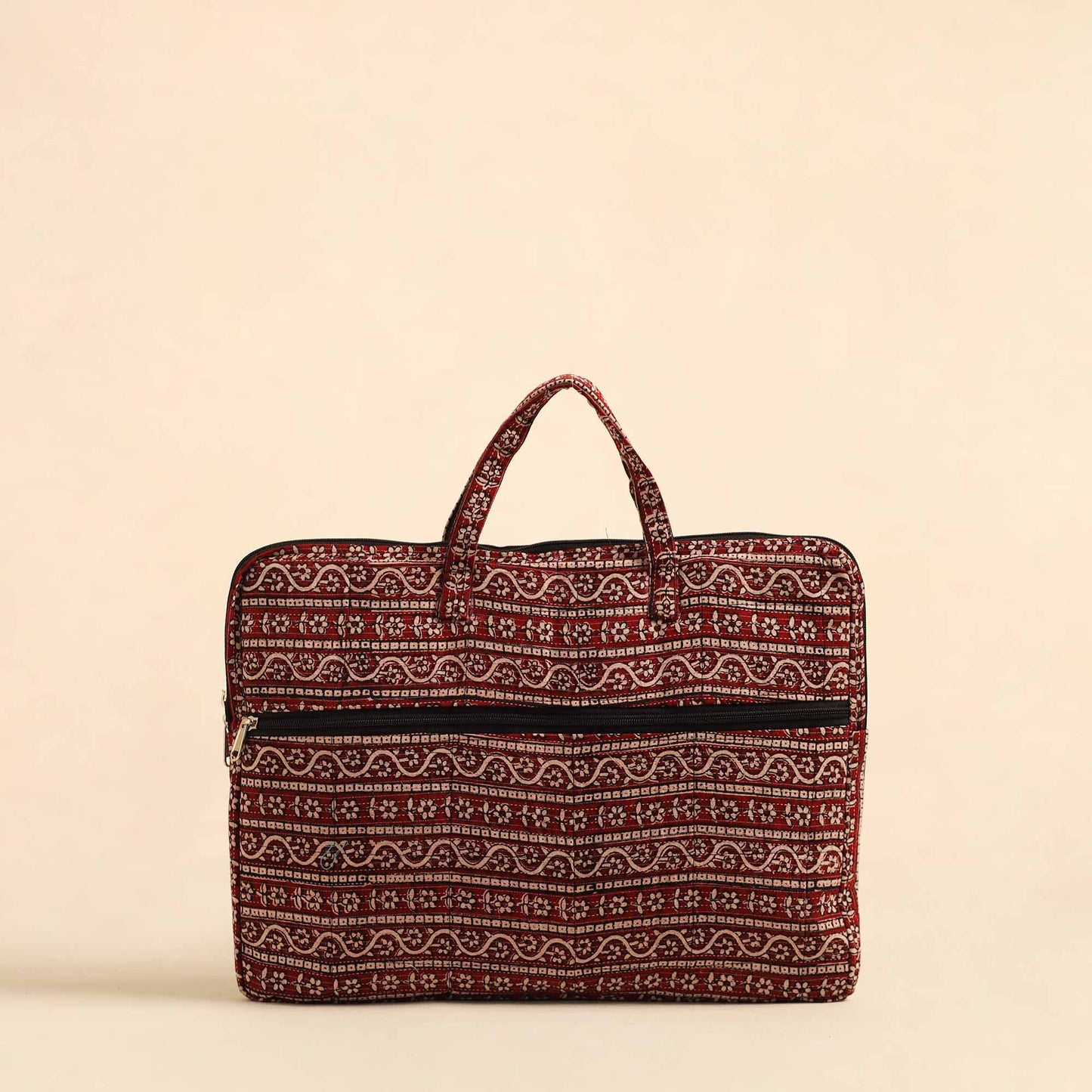 Red Handmade Quilted Cotton Laptop Bag