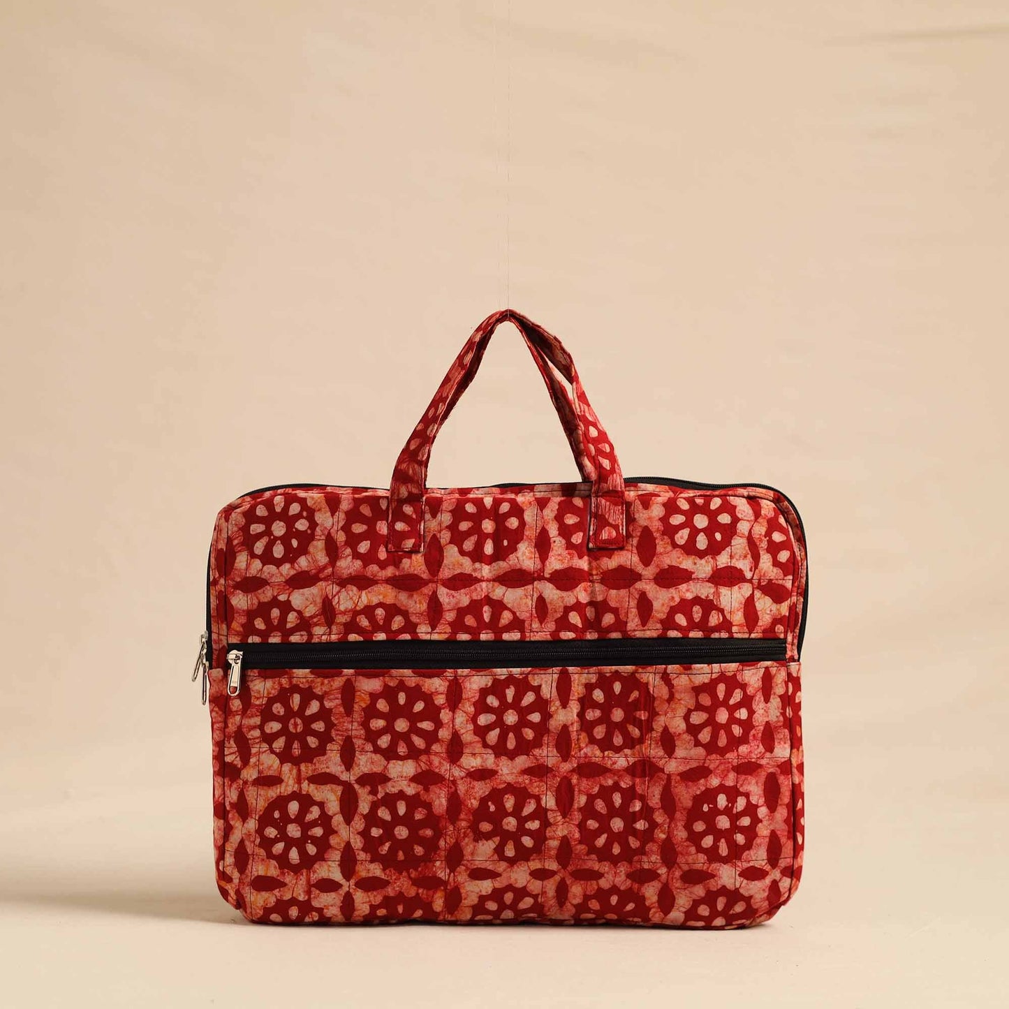 Red Handmade Quilted Cotton Laptop Bag