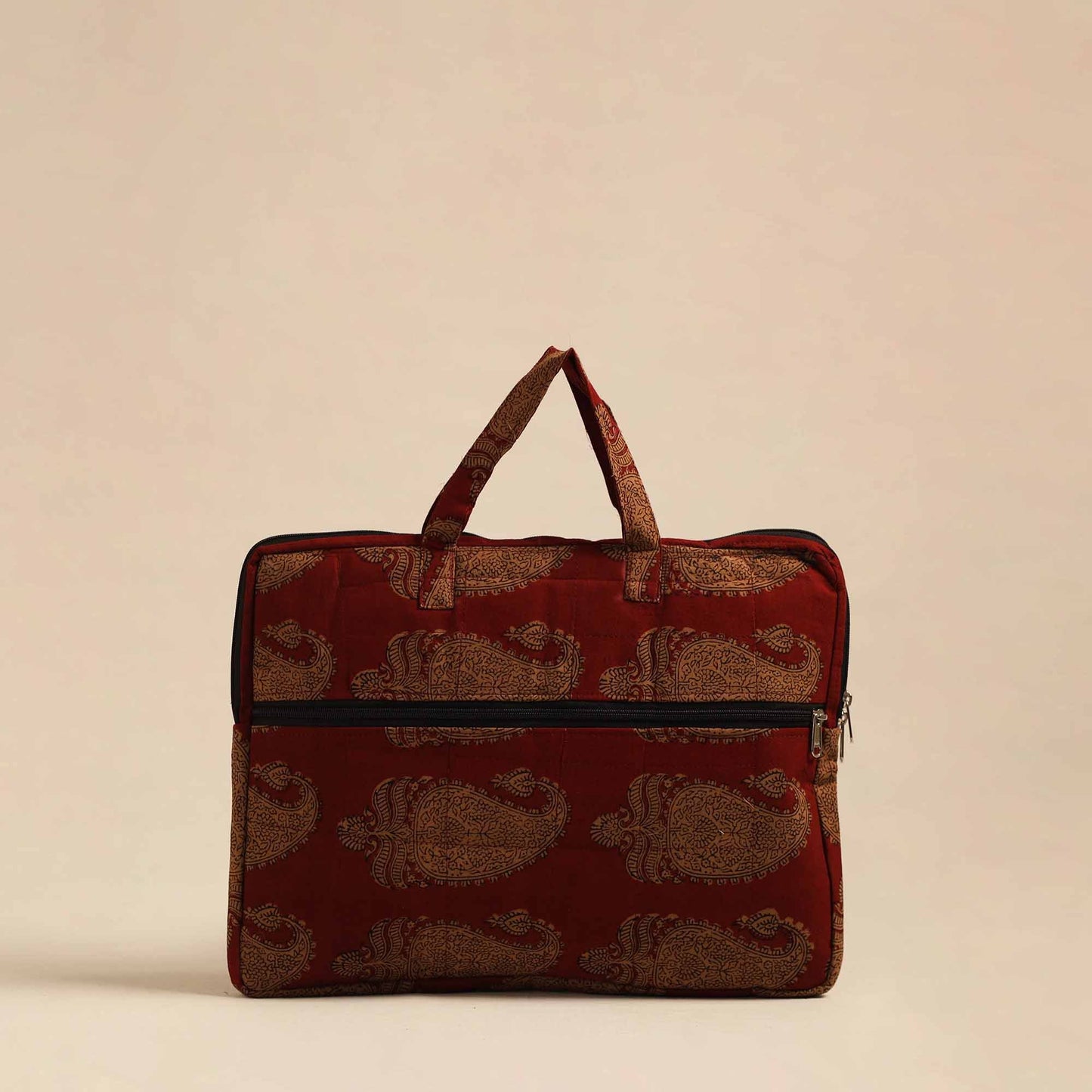 Red Handmade Quilted Cotton Laptop Bag