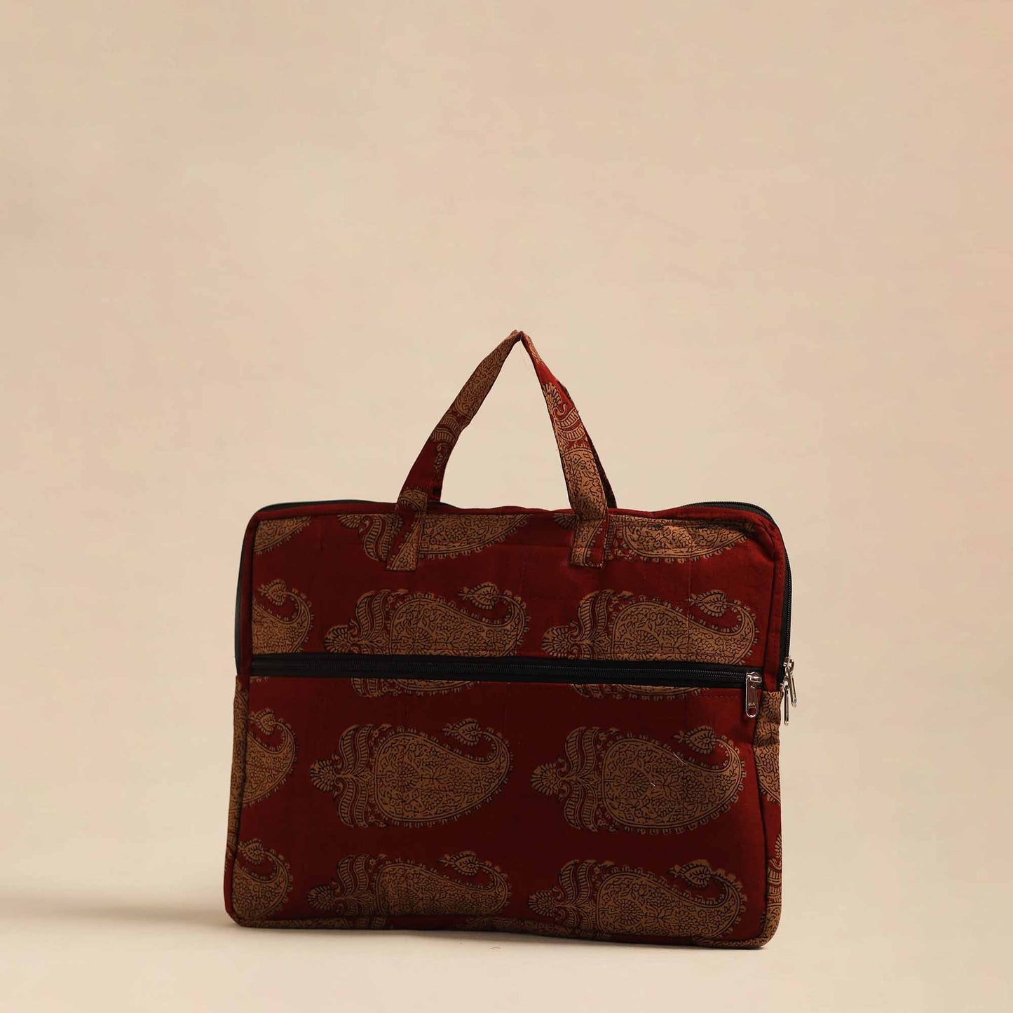 Red Handmade Quilted Cotton Laptop Bag