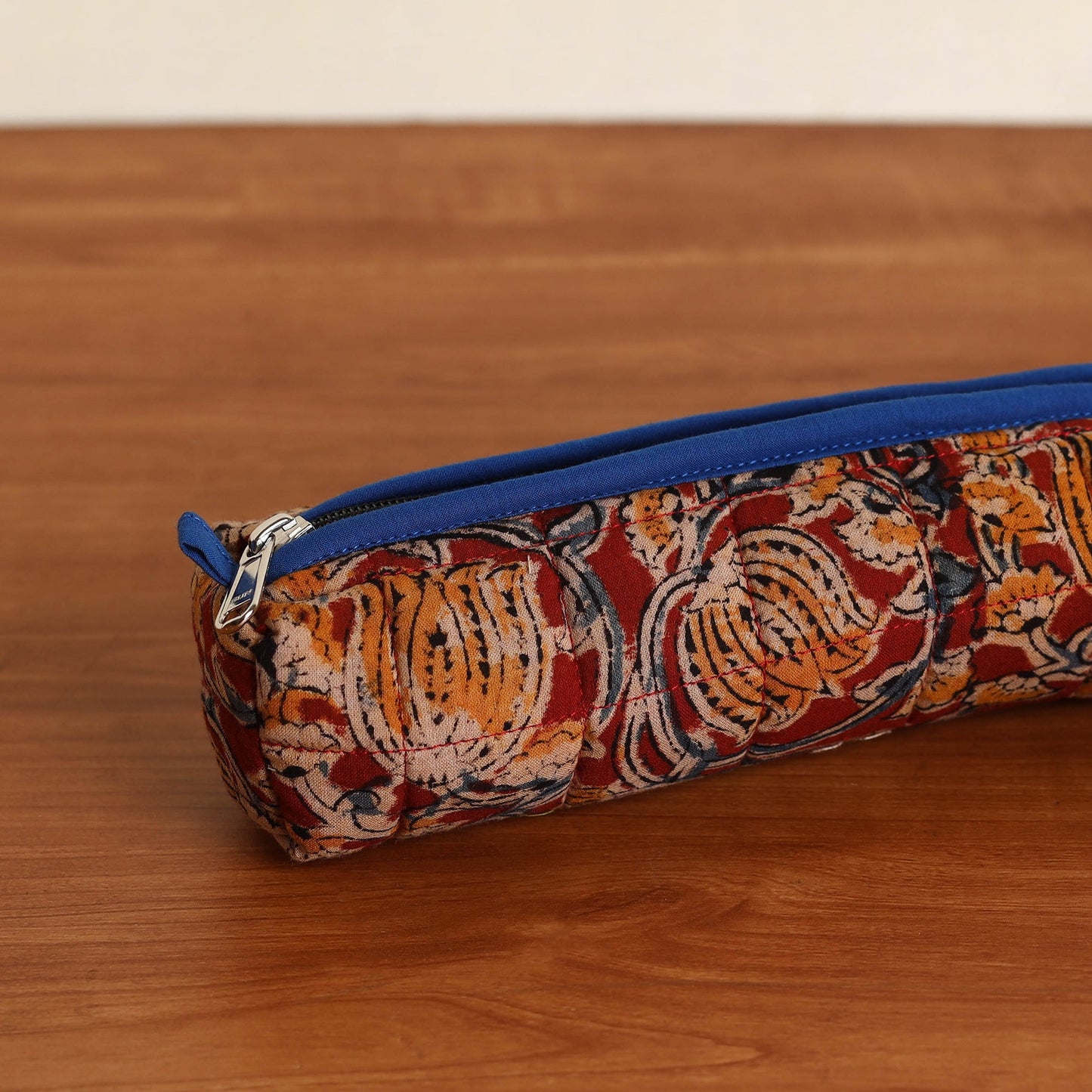 Red Handmade Quilted Cotton Pencil Pouch