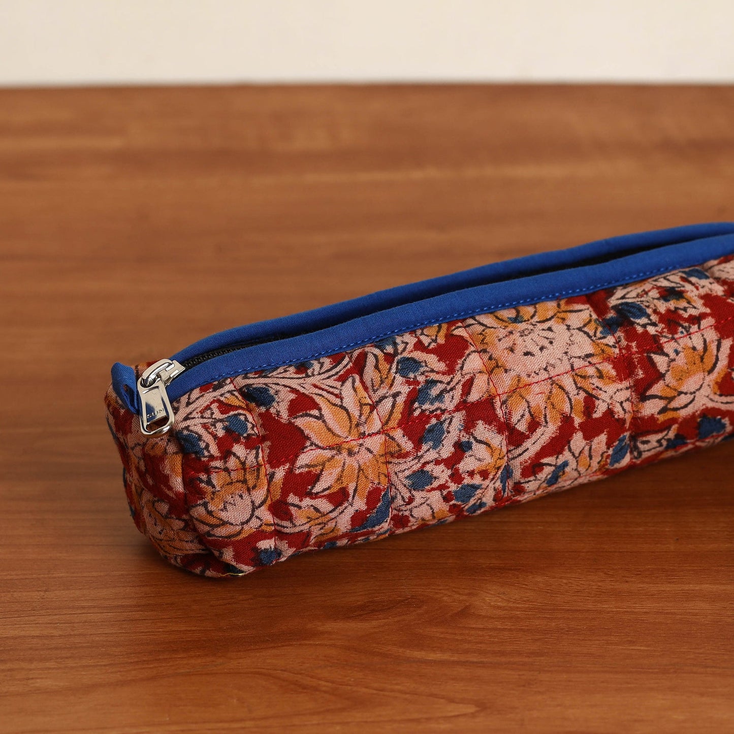 Red Handmade Quilted Cotton Pencil Pouch