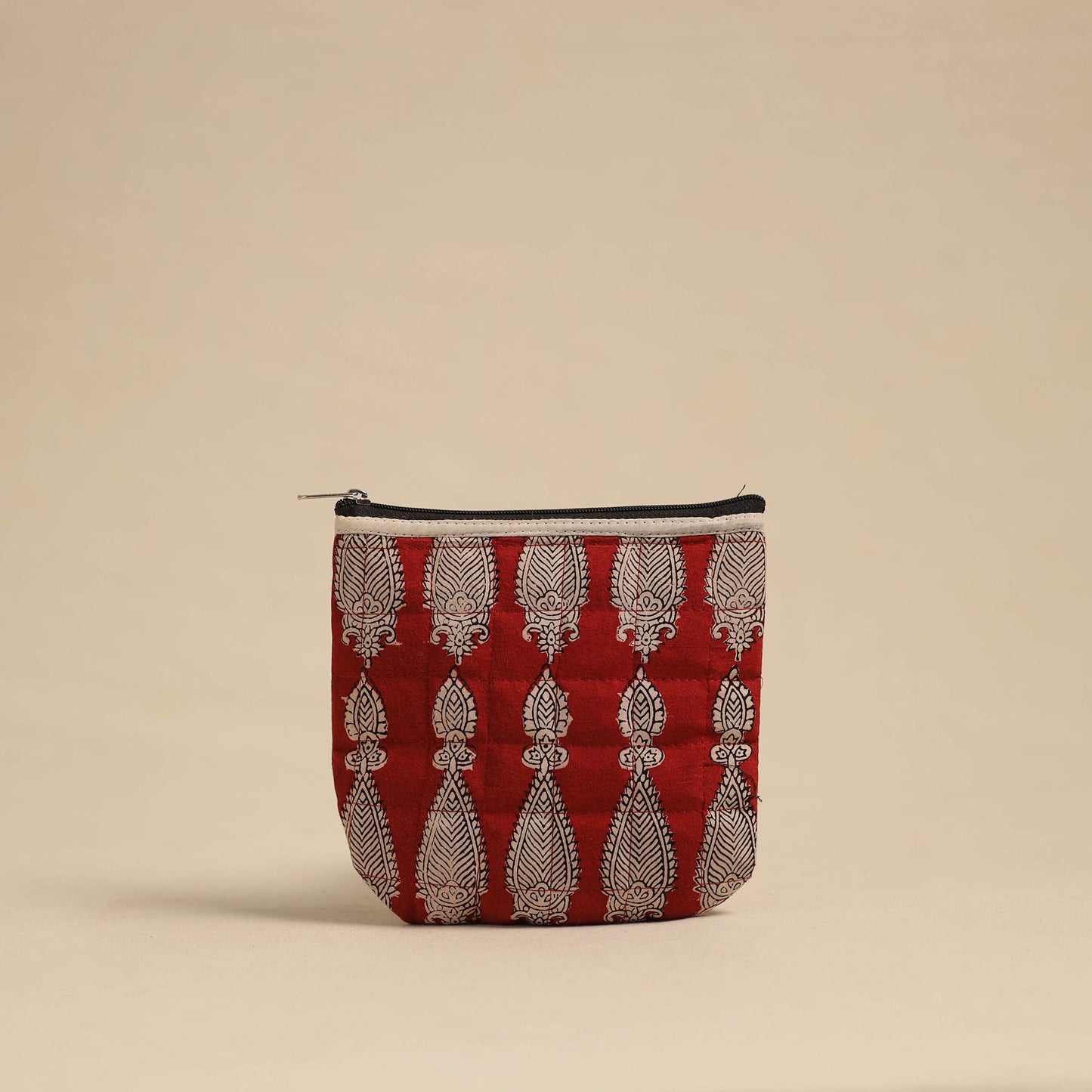 Red Handmade Quilted Cotton Utility Pouch