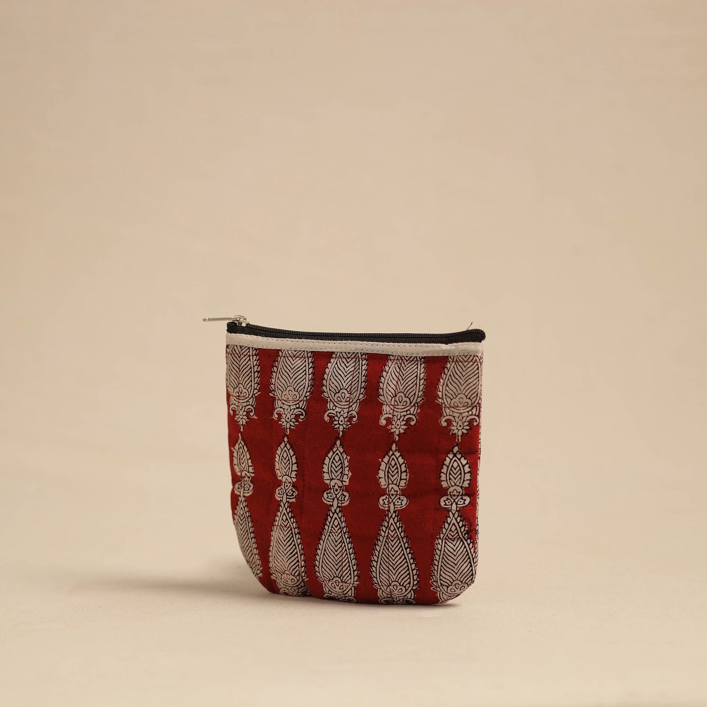 Red Handmade Quilted Cotton Utility Pouch