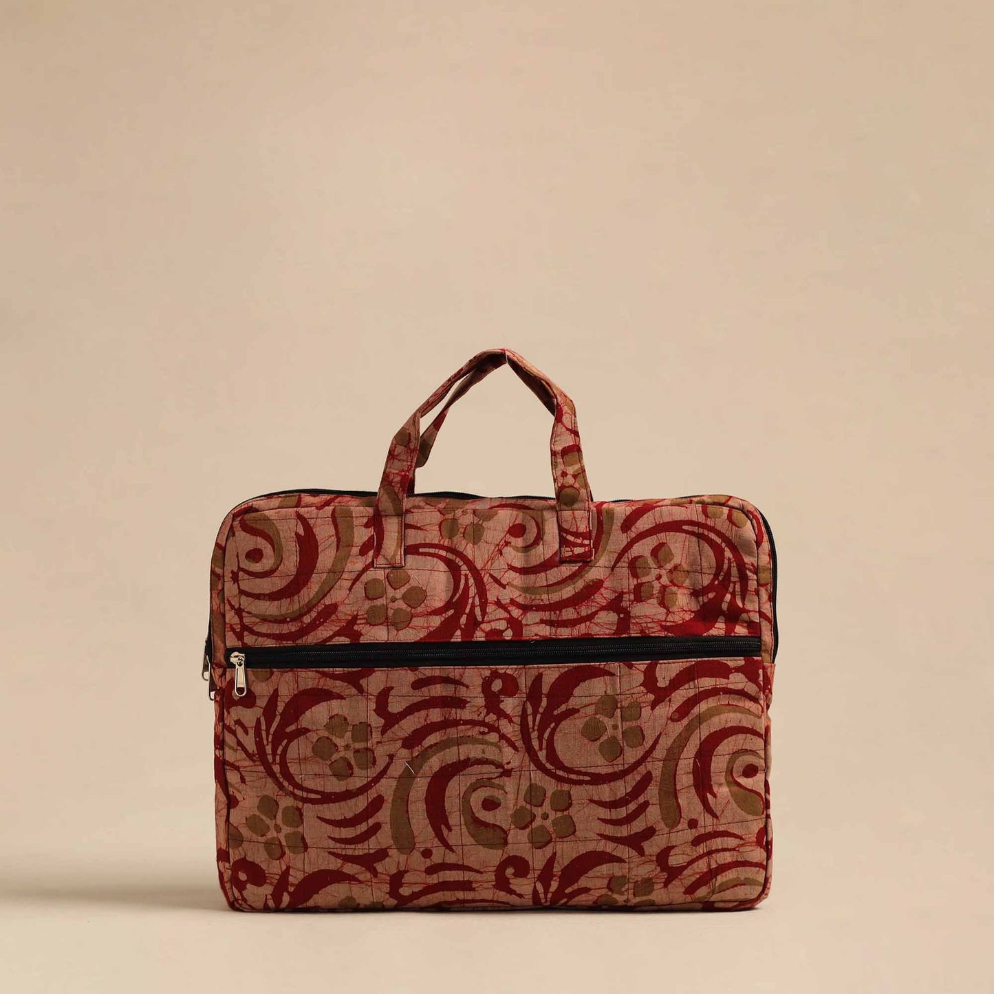 Red Handmade Quilted Cotton Laptop Bag