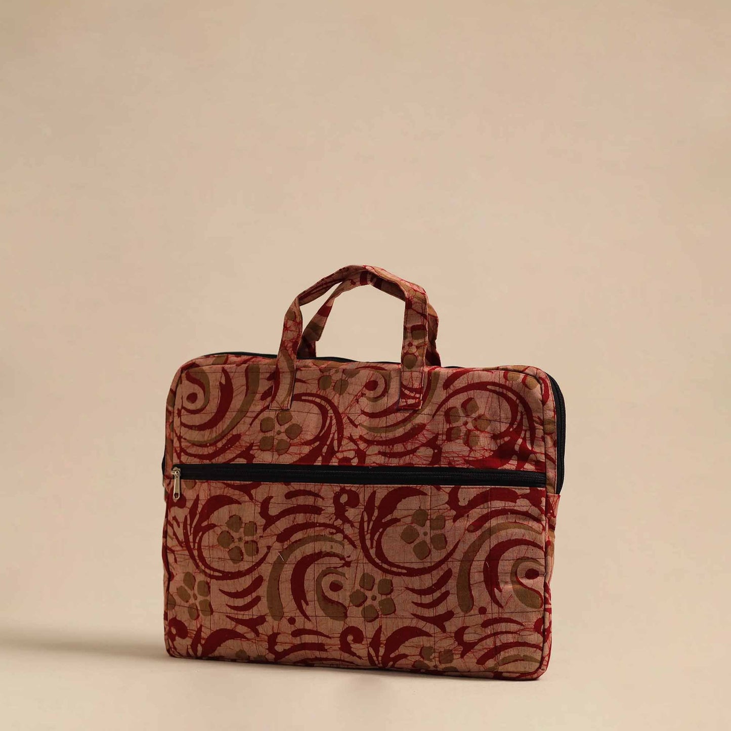 Red Handmade Quilted Cotton Laptop Bag