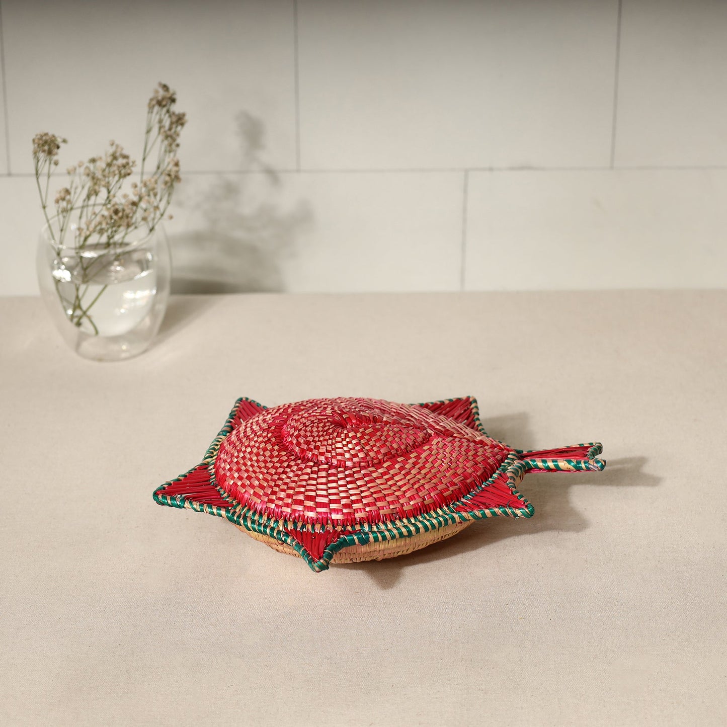 Sikki Grass Red Fish Decorative Multipurpose Box