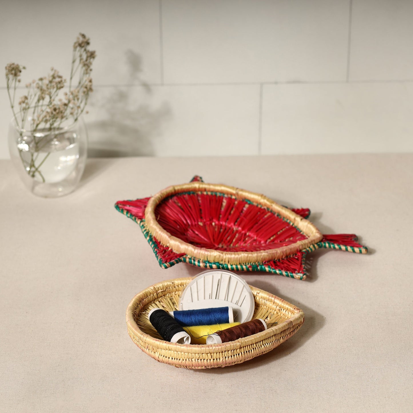 Sikki Grass Red Fish Decorative Multipurpose Box