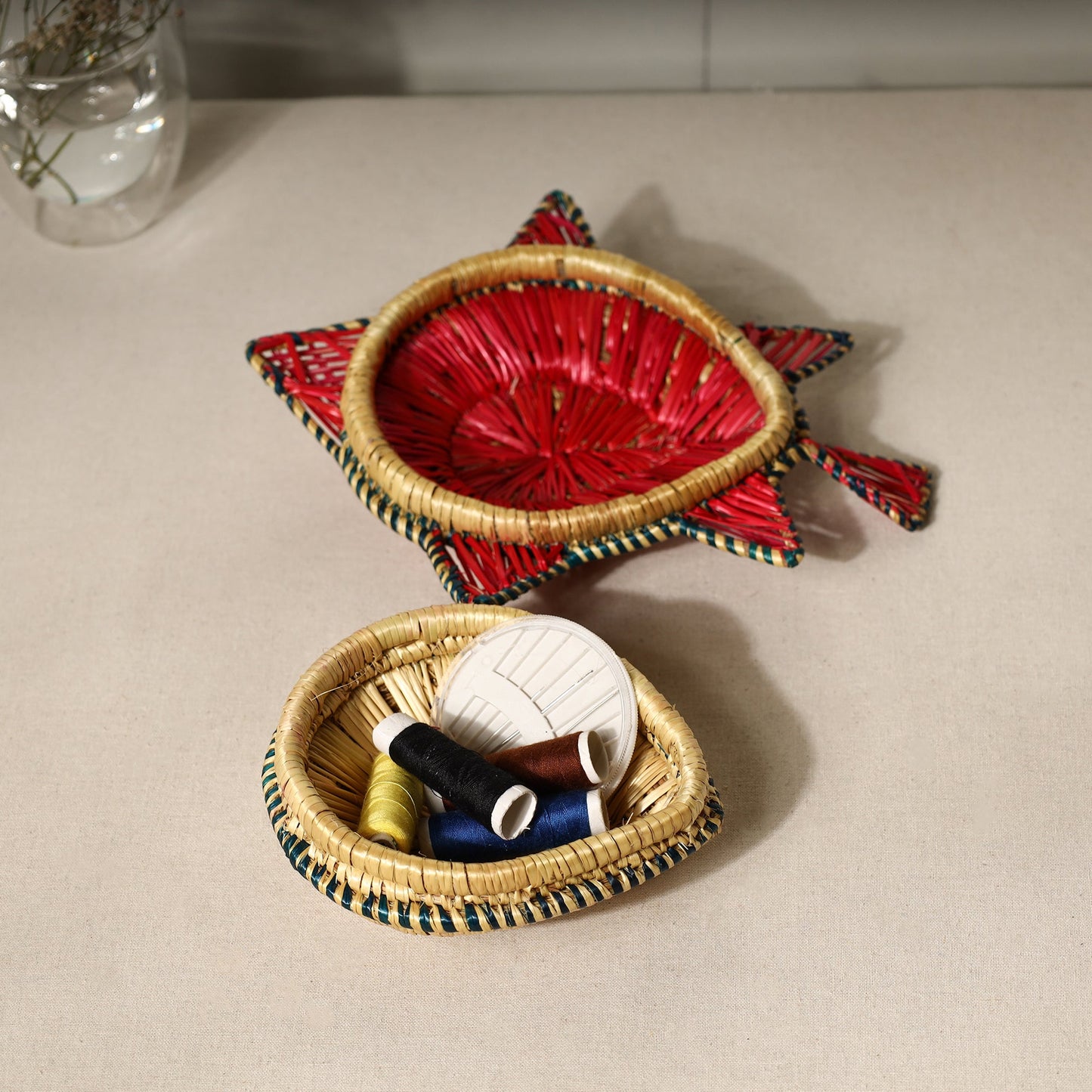 Sikki Grass Fish Decorative Red Multipurpose Box