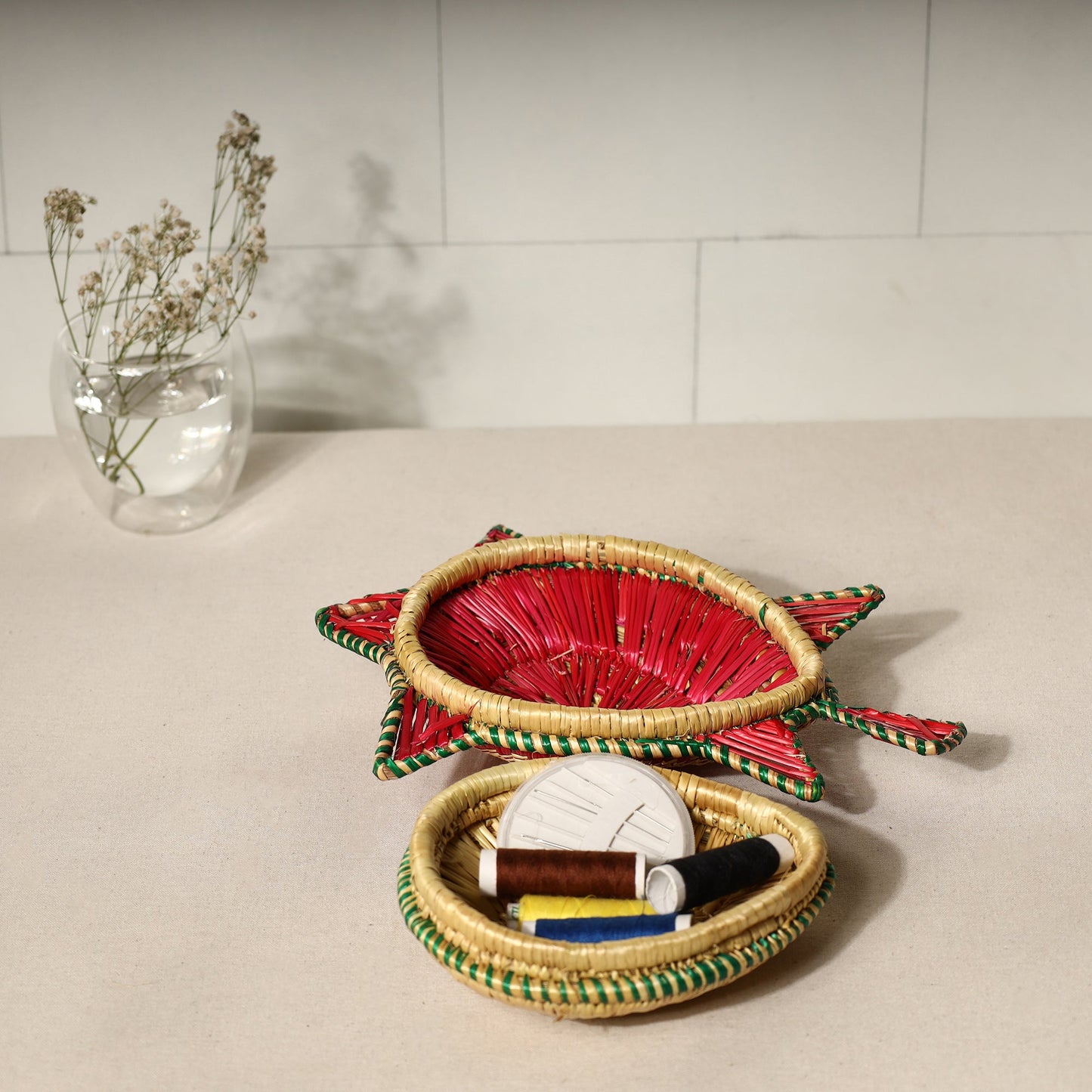 Sikki Grass Red Fish Decorative Multipurpose Box