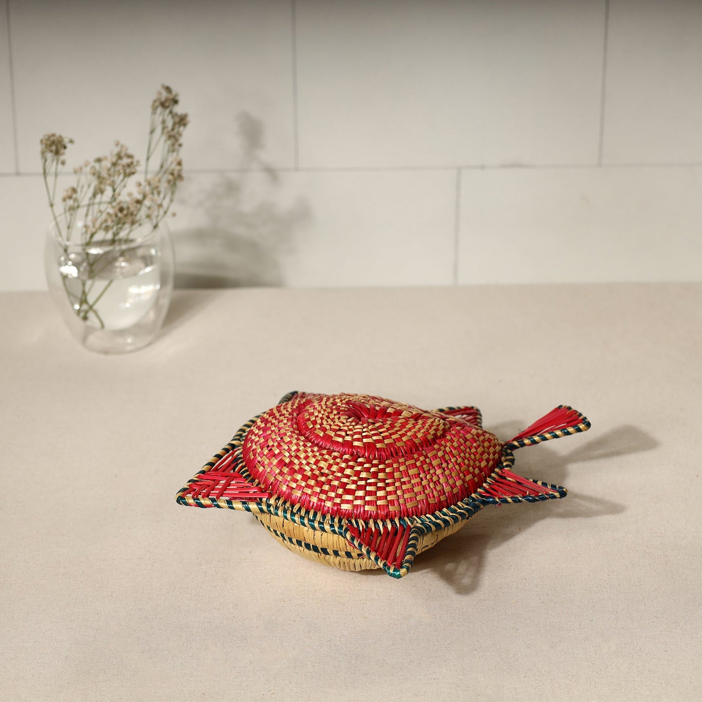 Sikki Grass Fish Decorative Red Multipurpose Box