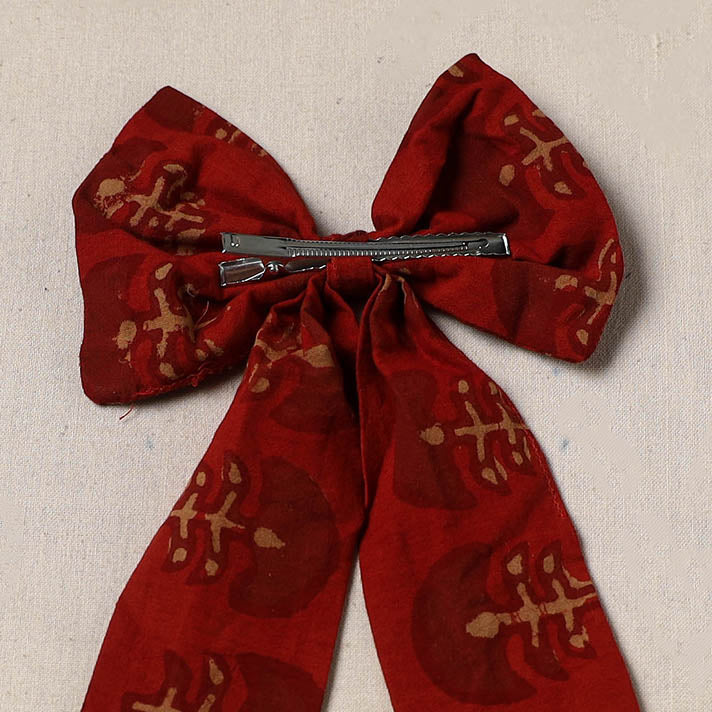Red - handmade women’s bow hair clip 112 - handcrafted