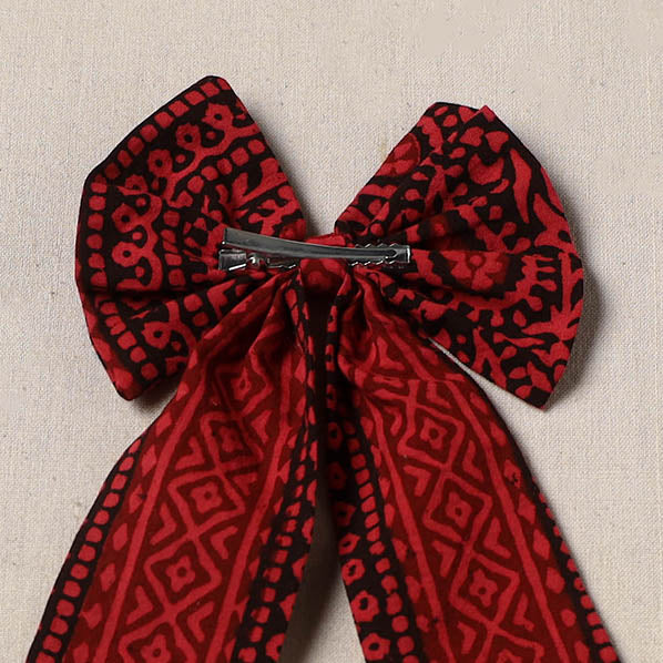 Red - handmade women’s bow hair clip 75 - handcrafted