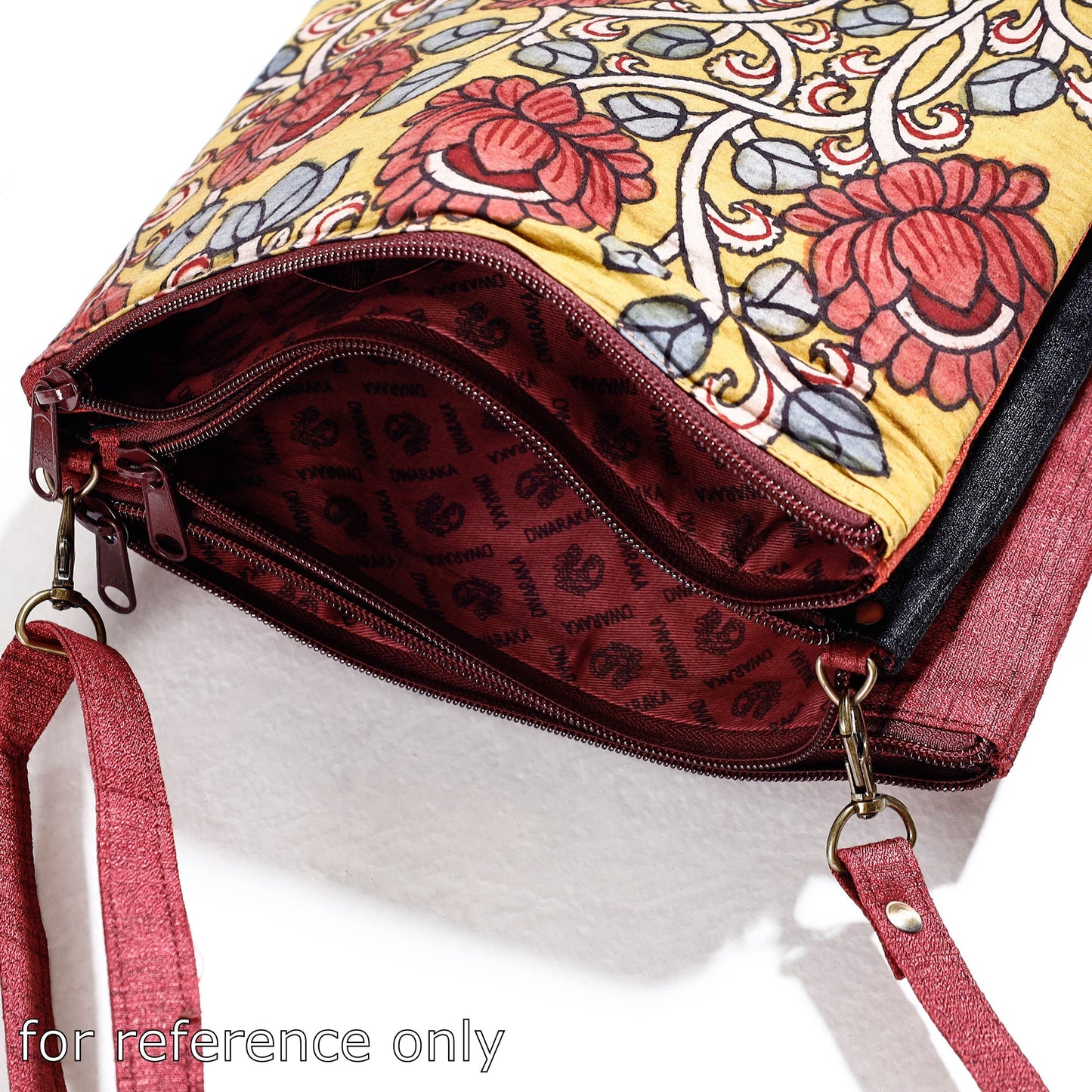 Handpainted Kalamkari Natural Dyed Ghicha Silk Sling Bag