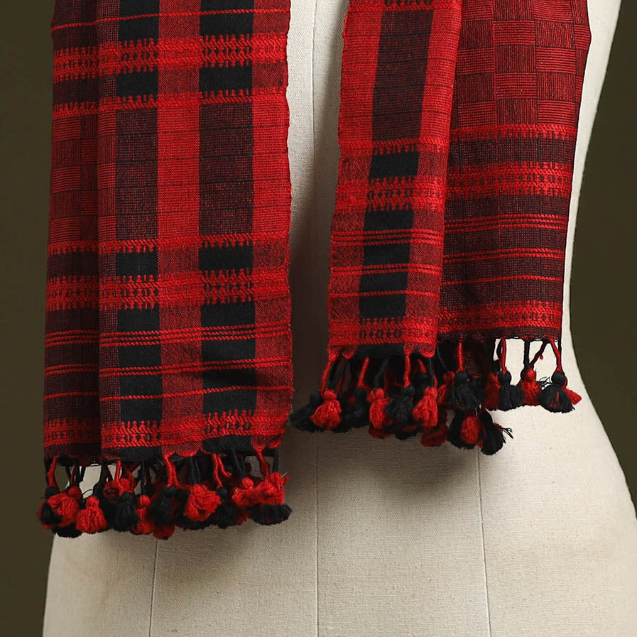 Red - handwoven merino wool kutch bhujodi stole 20