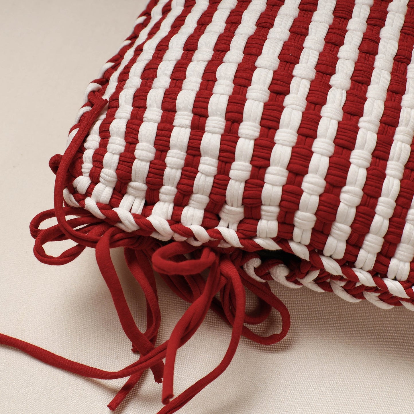 Handwoven Upcycled Cotton Cushion Cover Online at iTokri.com