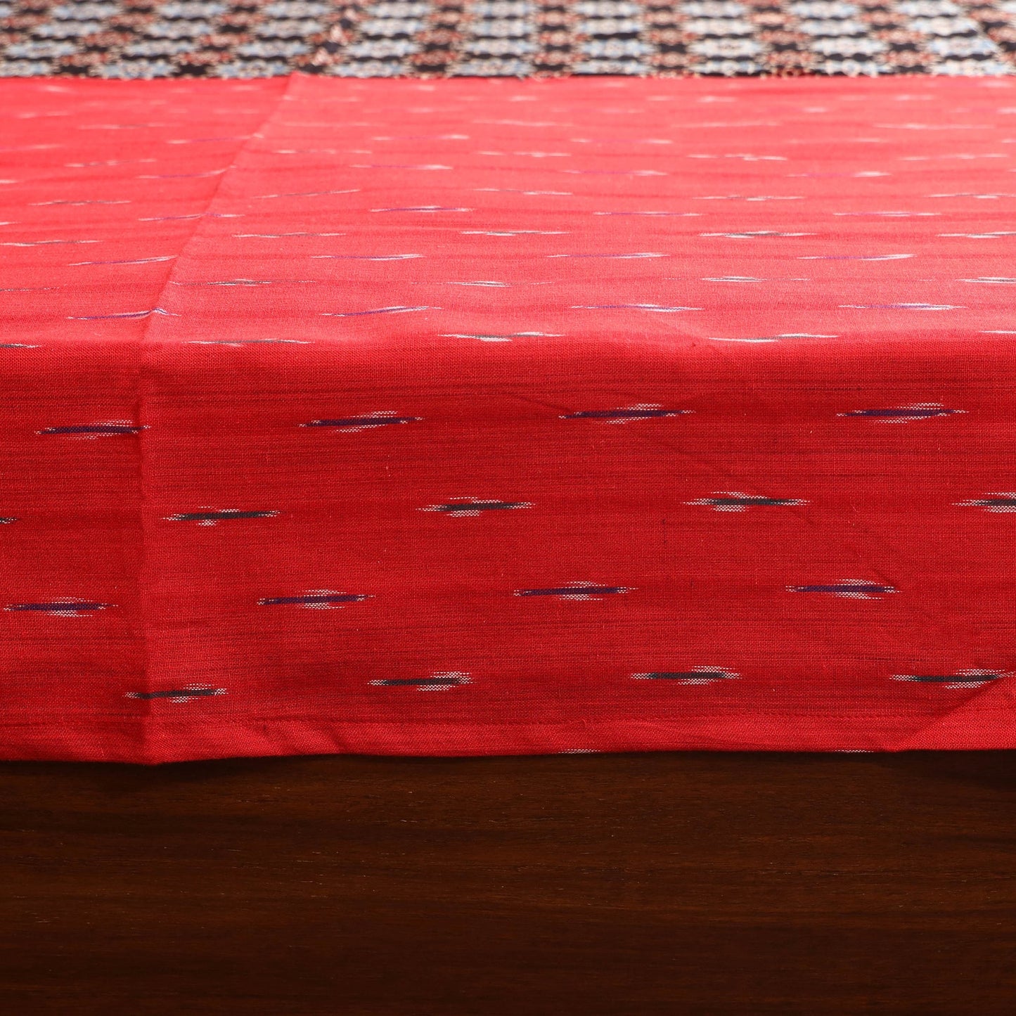 Red - ikat with modal silk patch cotton bedsheet set 36