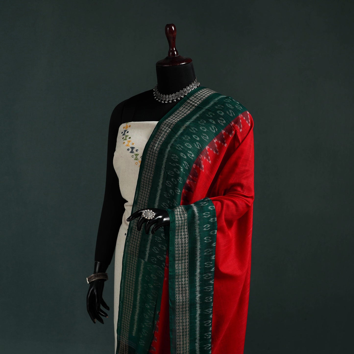 Ikat handloom cotton sambalpuri dupatta 07 - handcrafted
