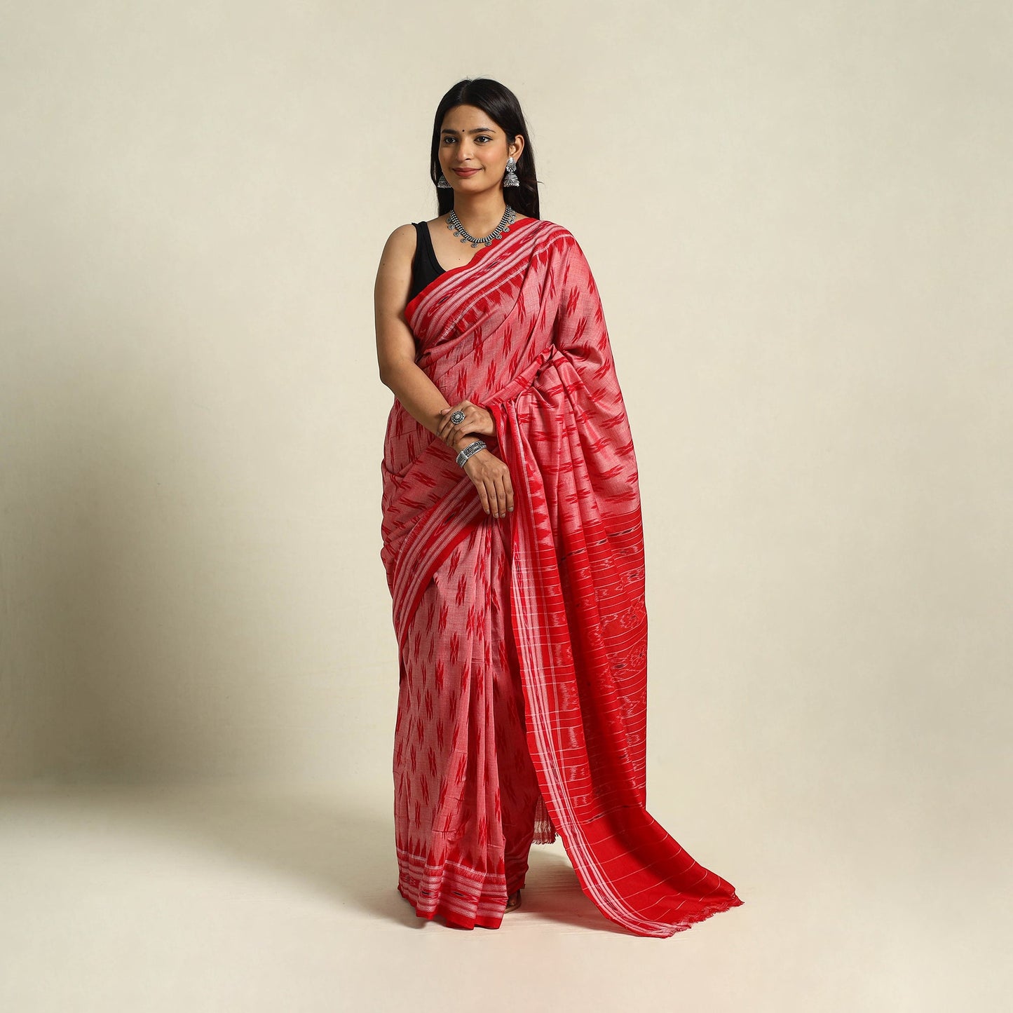 Buy Pink Ikat Handloom Cotton Sambalpuri Saree